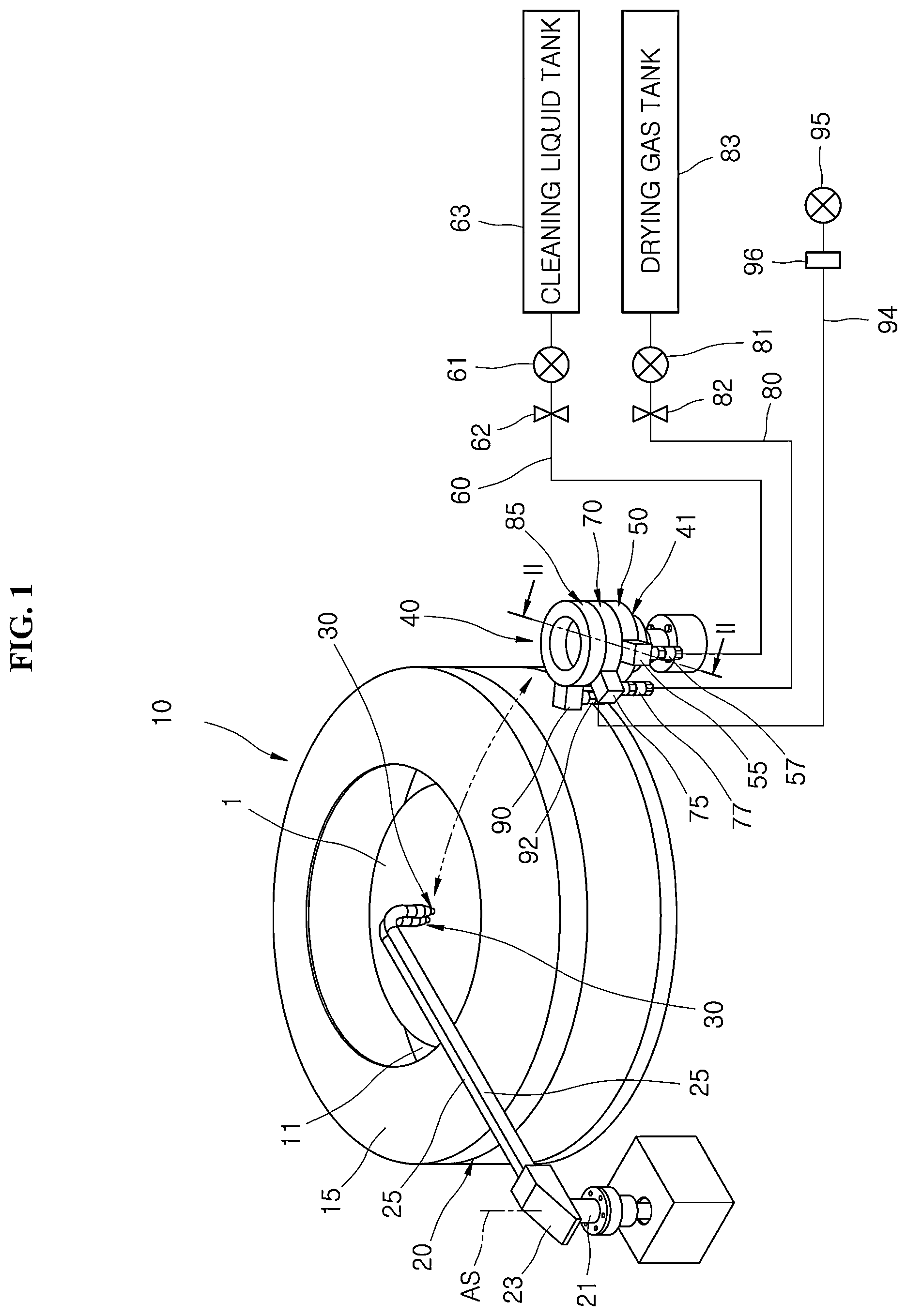 Patent US12599923 — Apparatus and method for cleaning fluid discharging nozzle — Figure 1