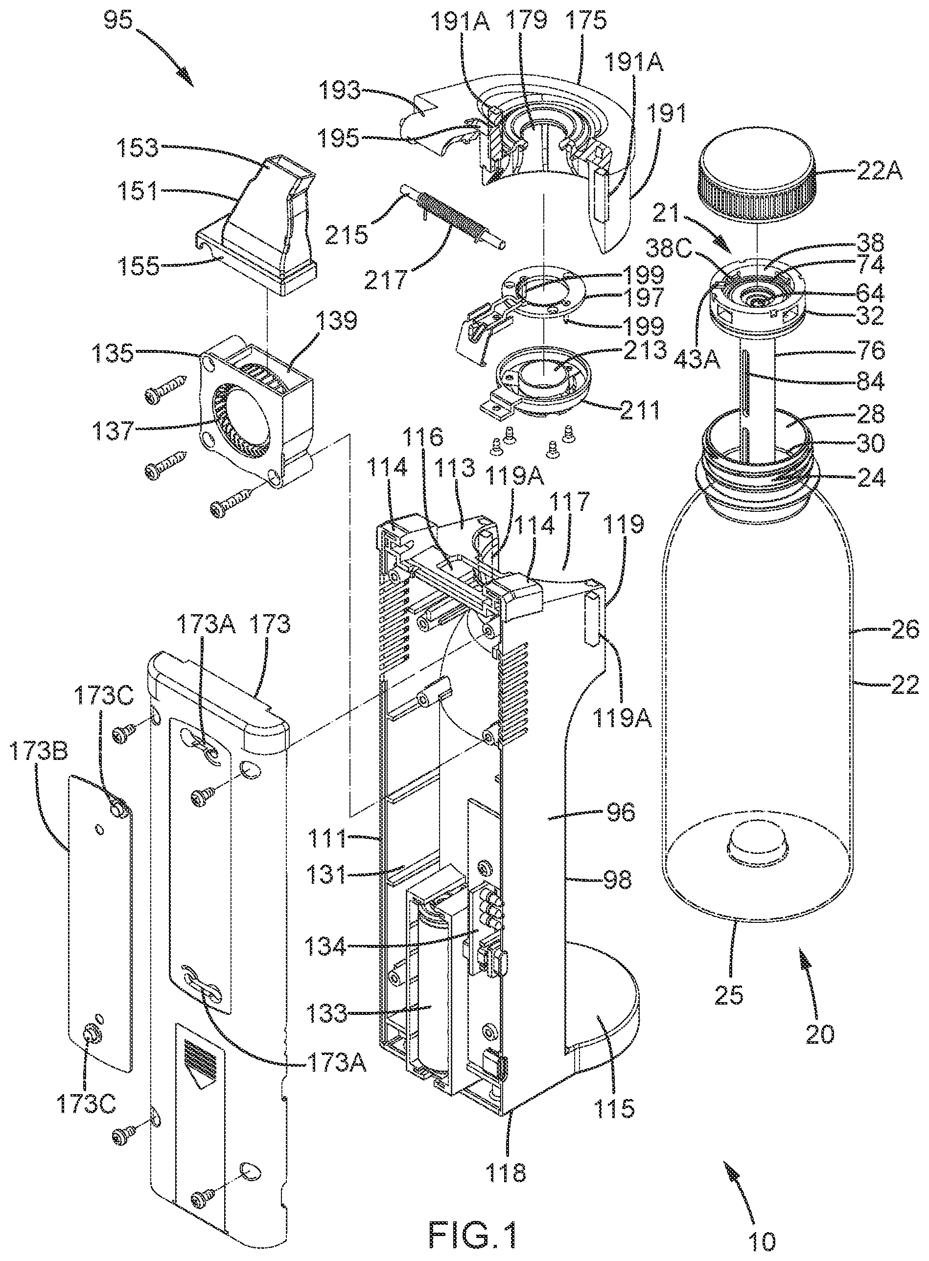 Patent US12599924 Figure 1 – Atomization bottle and liquid atomization device including the atomization bottle