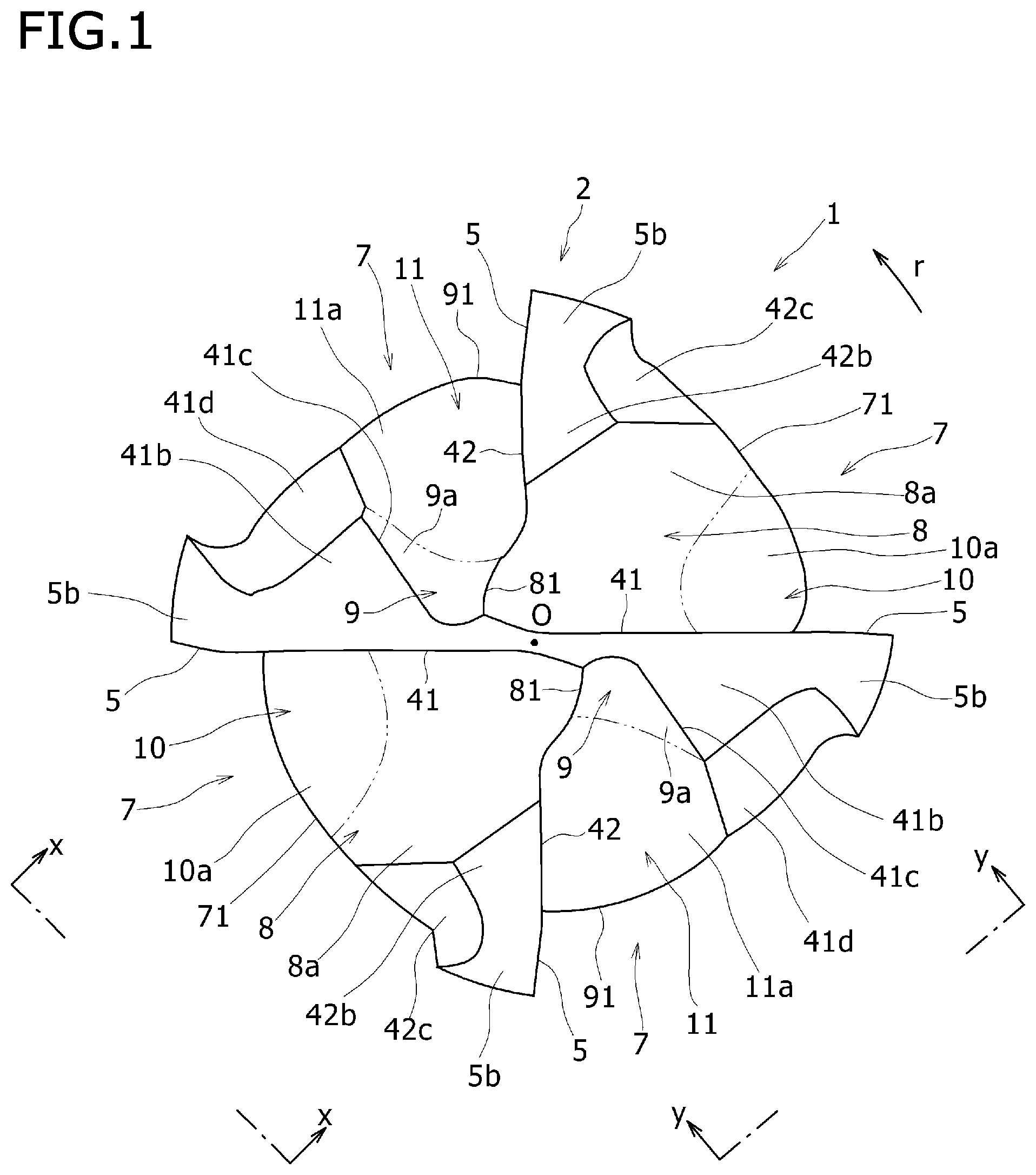 Patent US12599977 Figure 1 – End mill