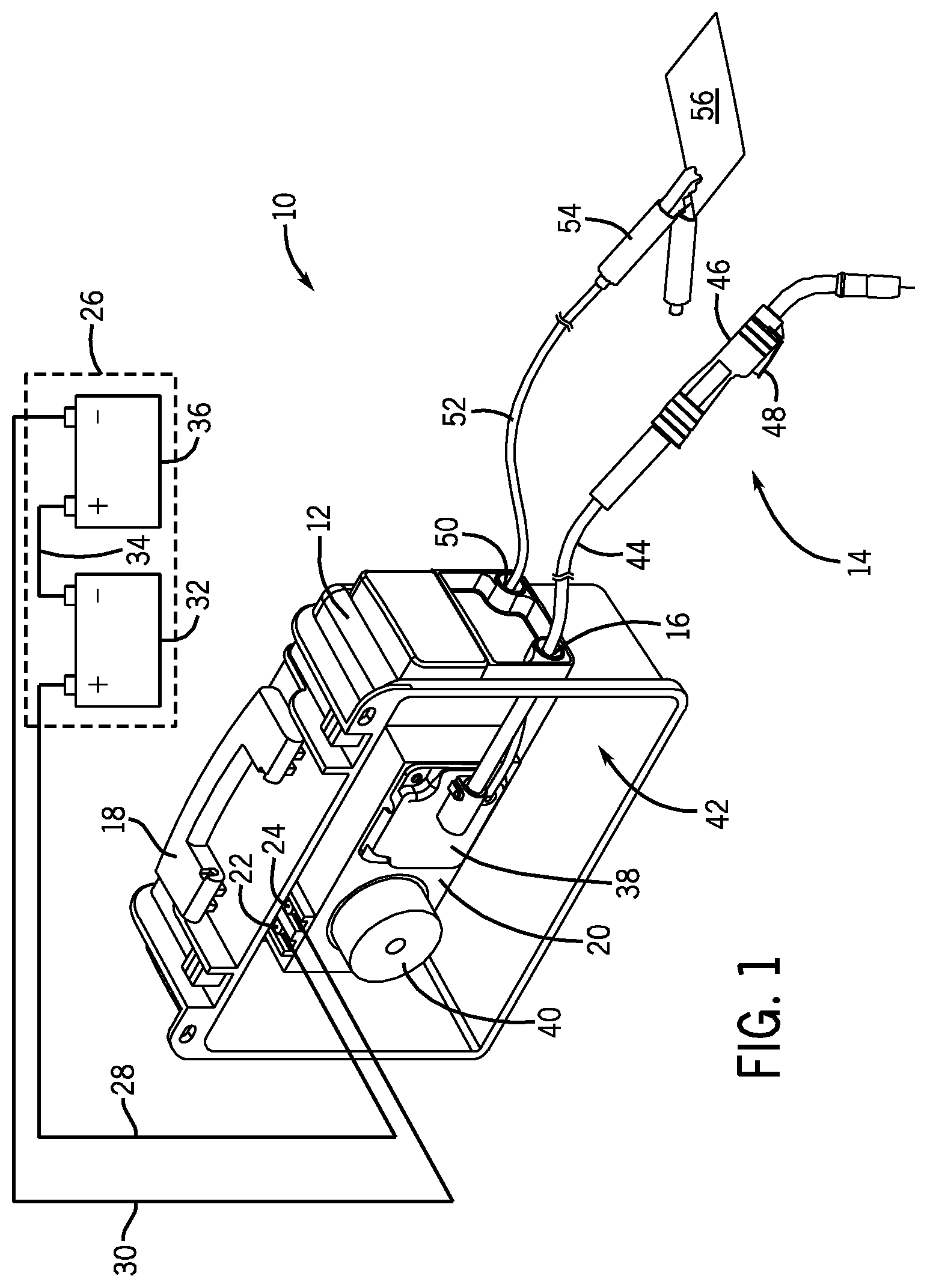 Patent US12599985 Figure 1 – Battery powered welding system