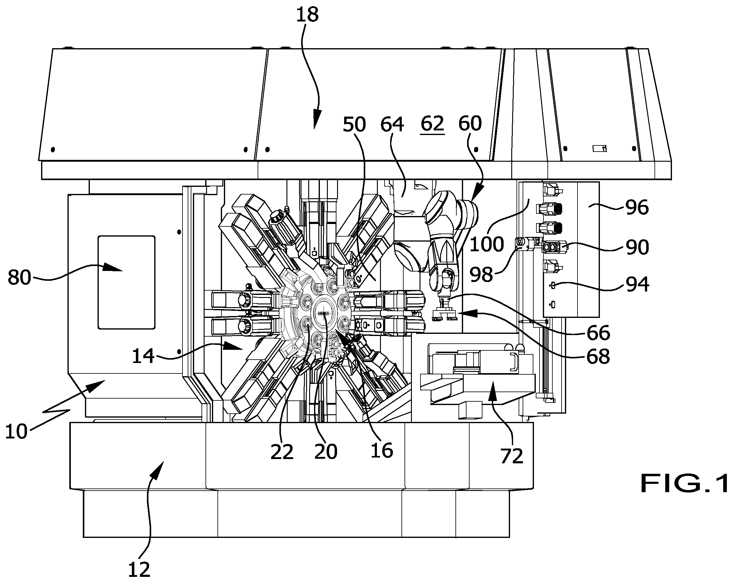 Patent US12599996 — Multi-spindle machine tool — Figure 1