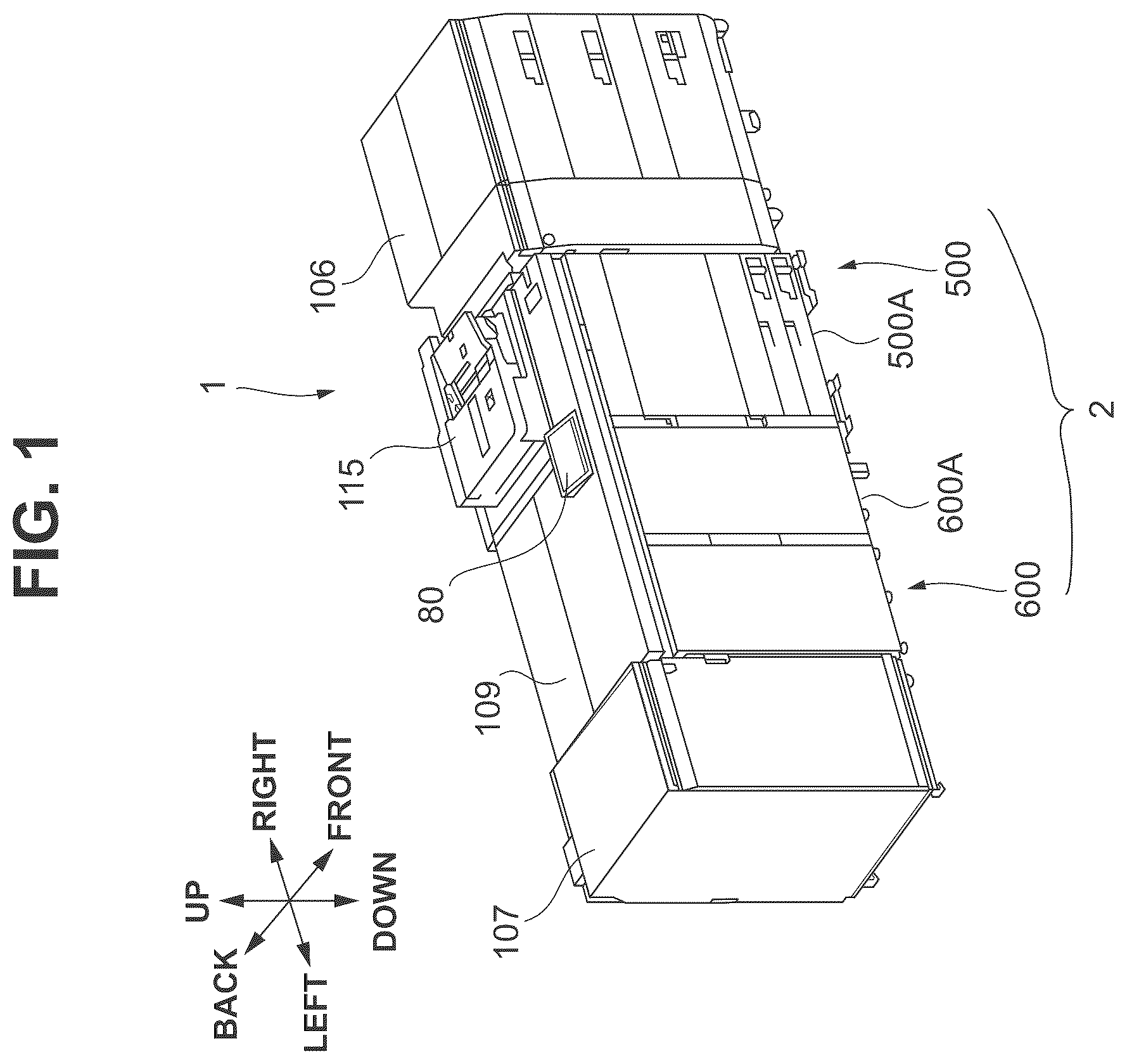 Patent US12602002 — Image forming apparatus to reduce positional deviation between doors — Figure 1