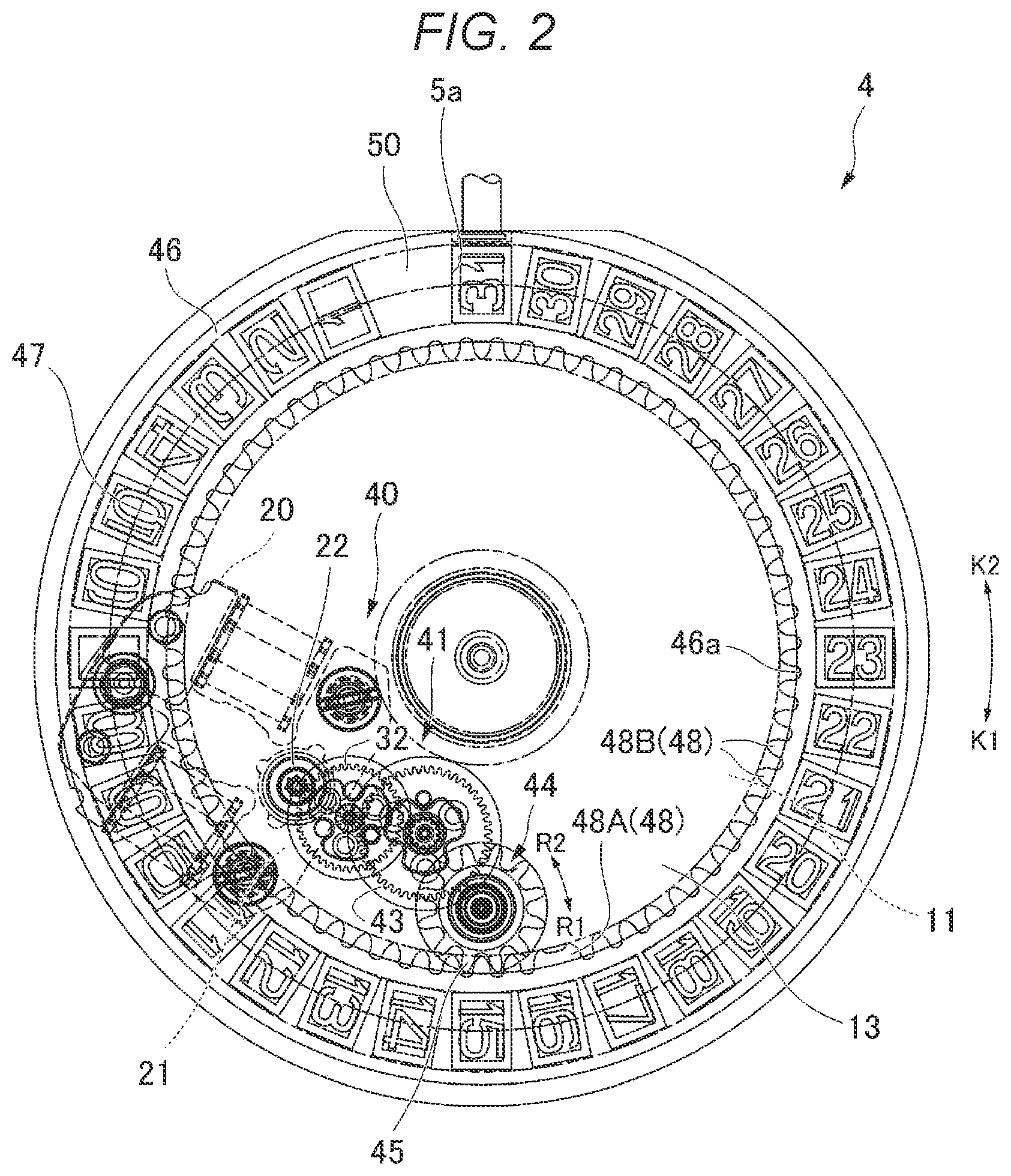 Patent US12602010 Figure 2 – Information display mechanism, timepiece movement, and timepiece
