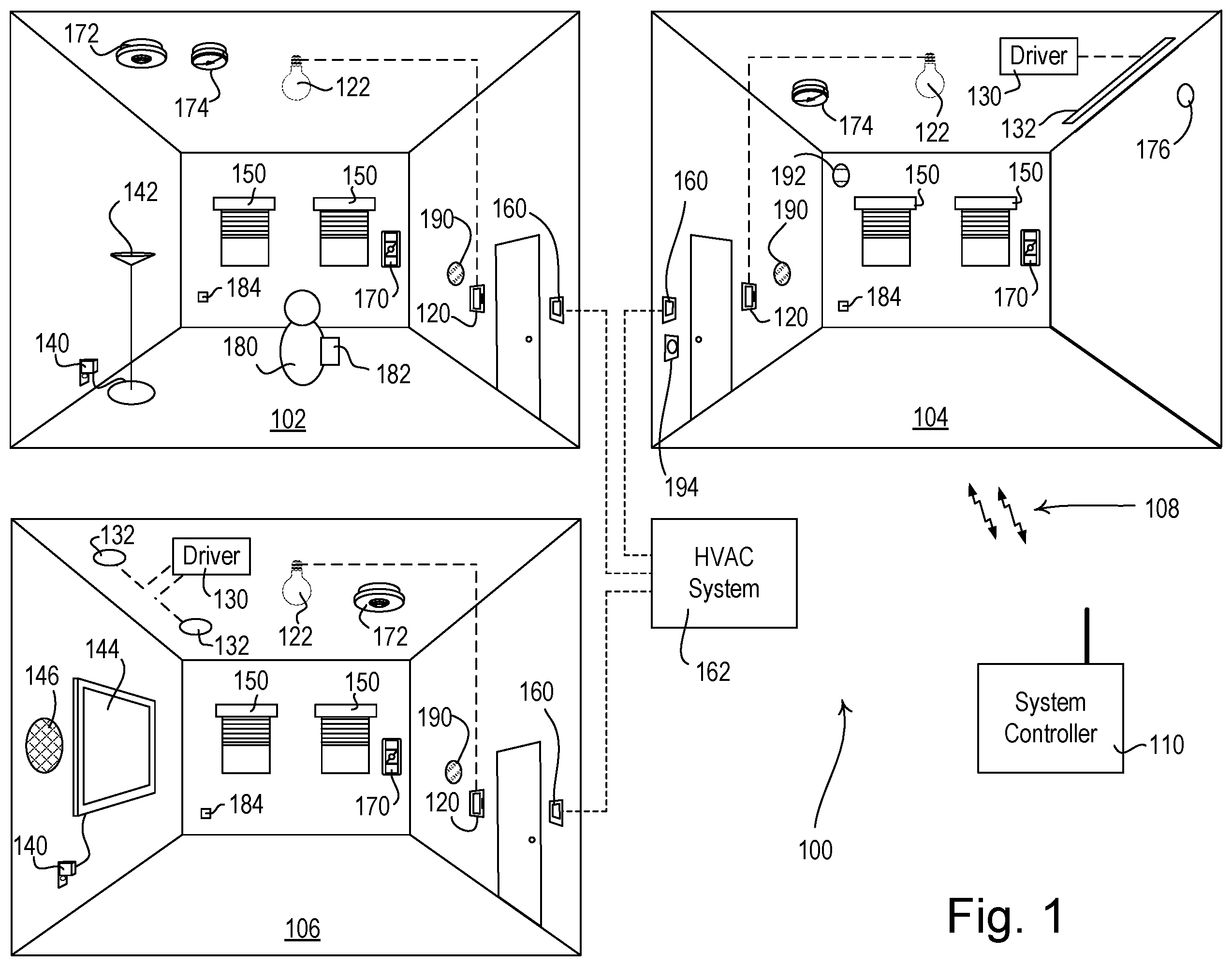 Patent US12602020 — Load control system responsive to location of an occupant and mobile devices — Figure 1