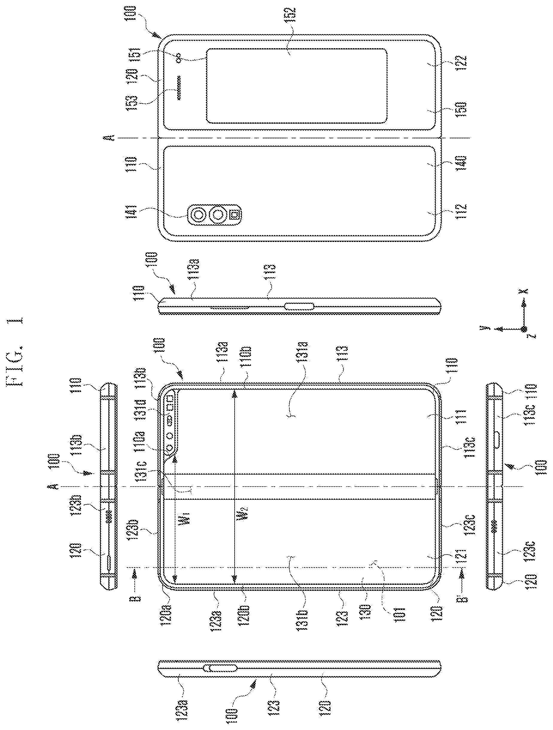 Patent US12602091 — Electronic device comprising dual display — Figure 1