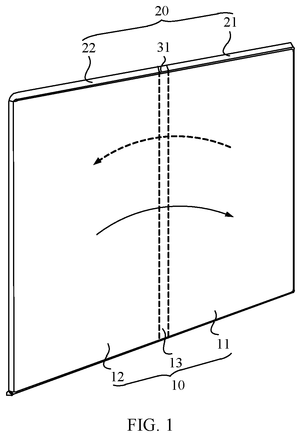 Patent US12602092 — Foldable-screen device and hinge component — Figure 1
