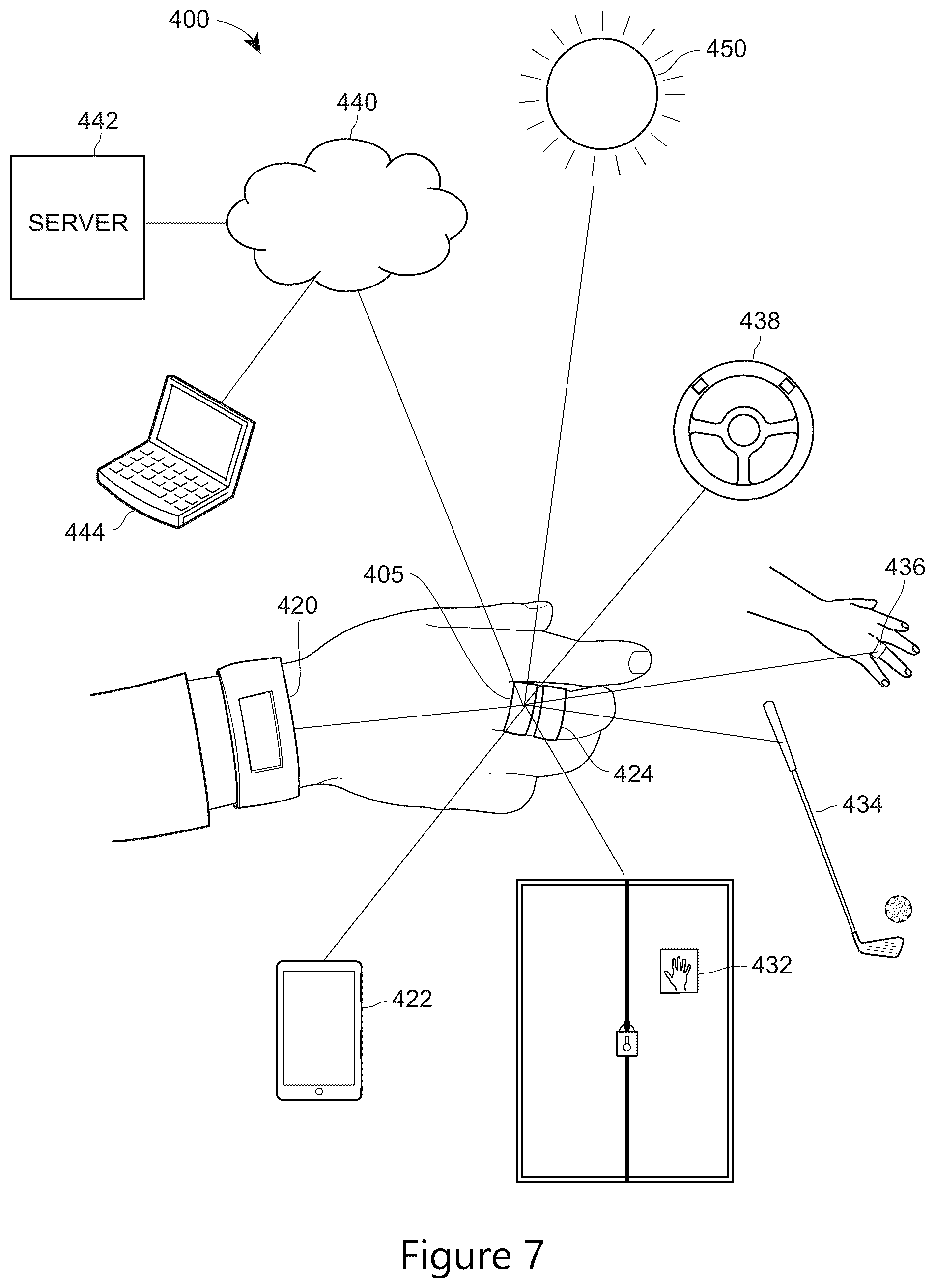 Patent US12602111 Figure 8 – Projection system for smart ring visual output