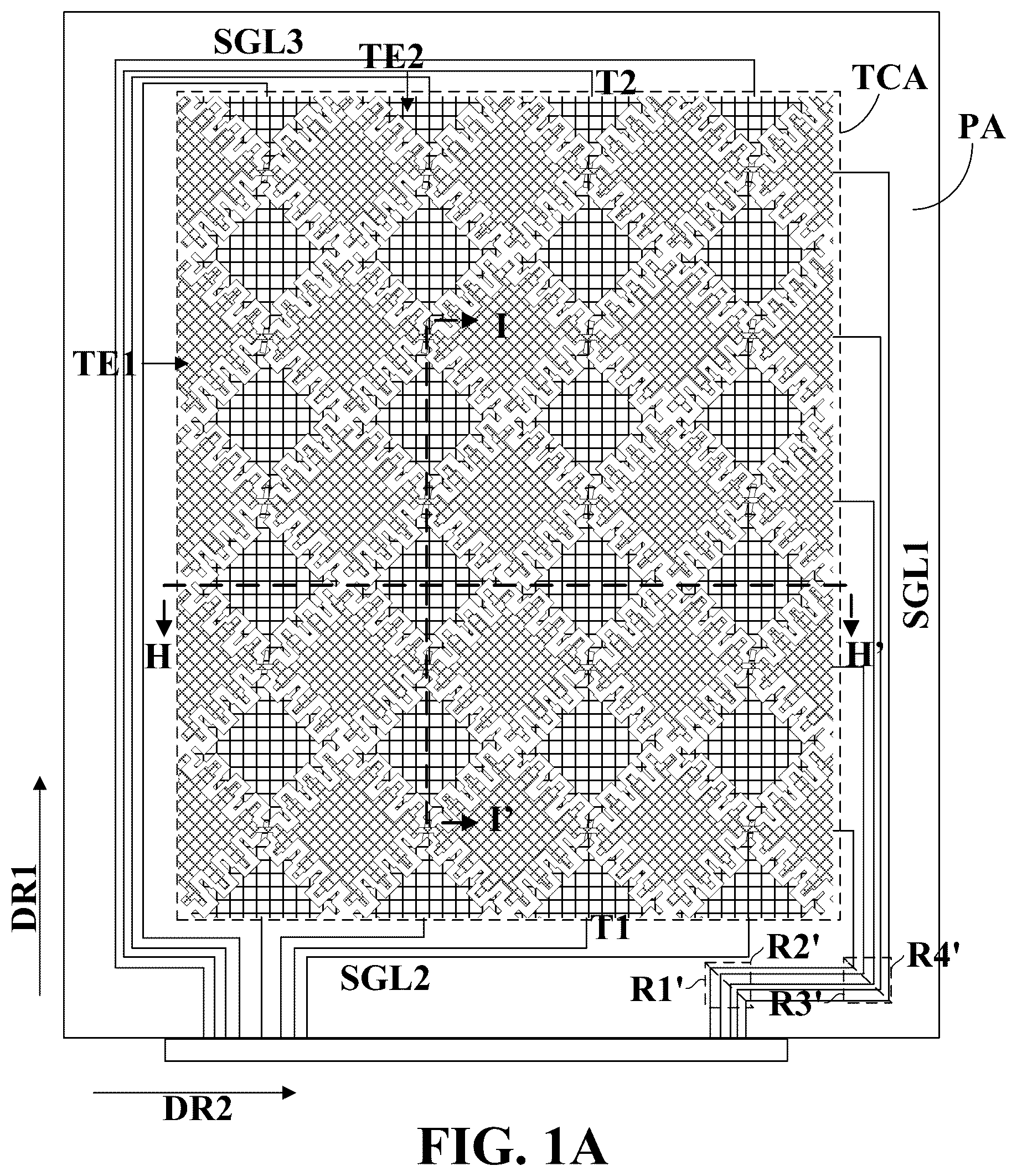 Patent US12602129 — Touch control structure and display apparatus with touch signal lines with double-layer region in a corner area — Figure 1