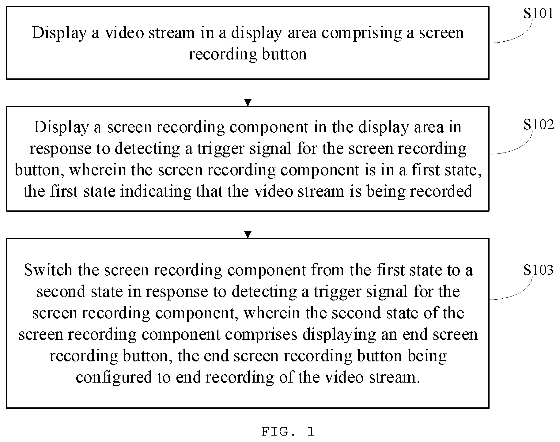 Patent US12602144 — Screen recording interaction method and apparatus, and electronic device and computer-readable storage medium — Figure 1