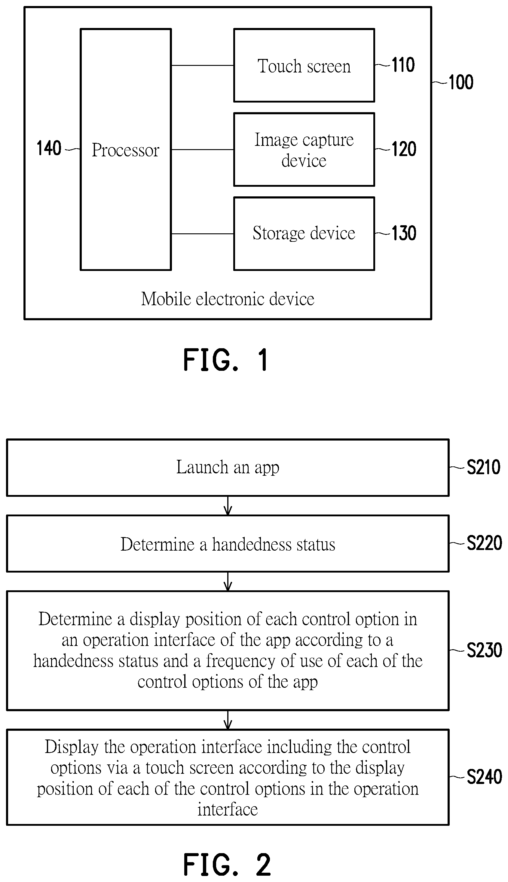 Patent US12602151 — Mobile electronic device and operation interface adjustment method thereof based on handedness status and frequency of use — Figure 1