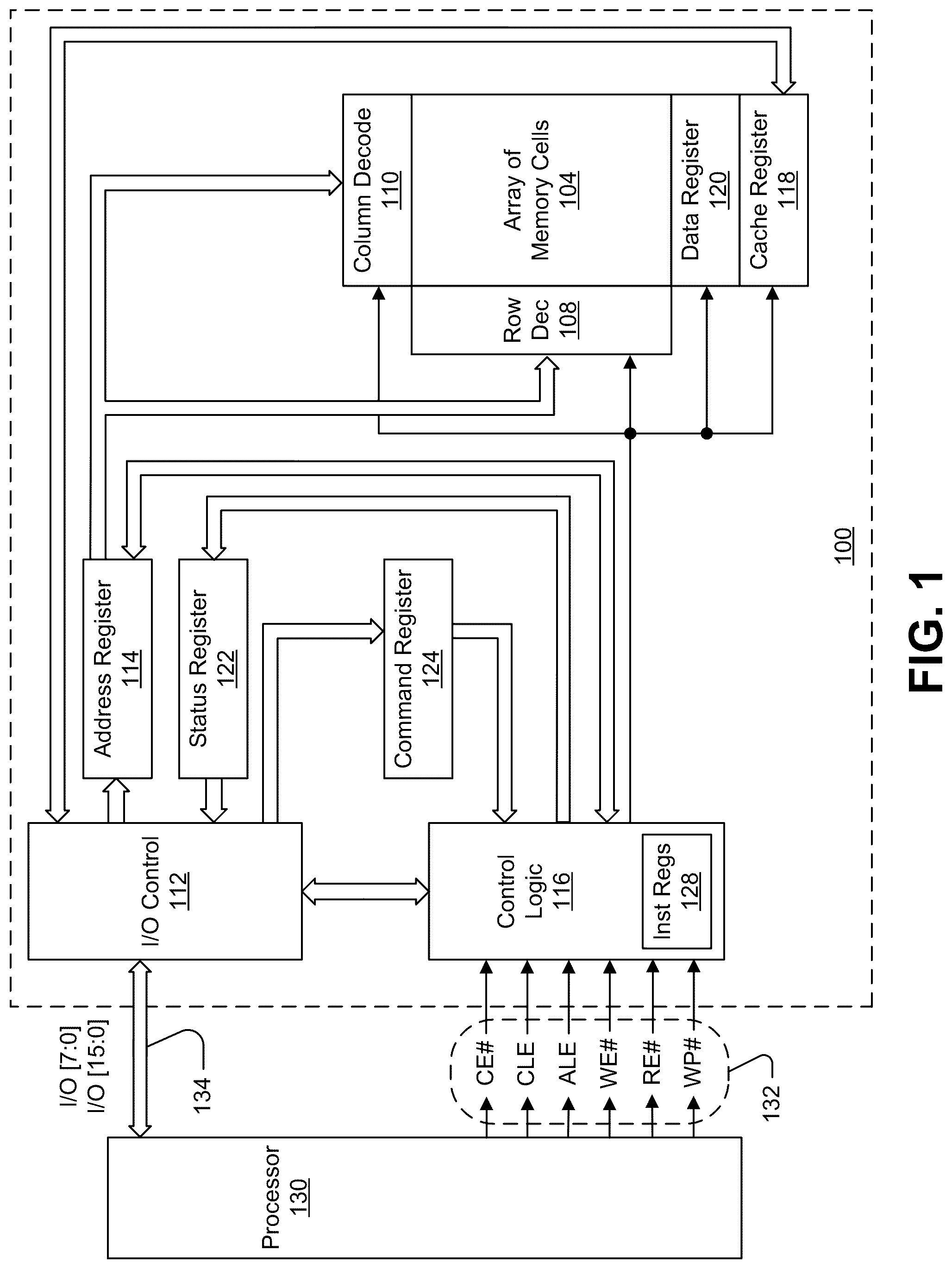 Patent US12602159 — Apparatus having segmented data lines and methods of their operation — Figure 1