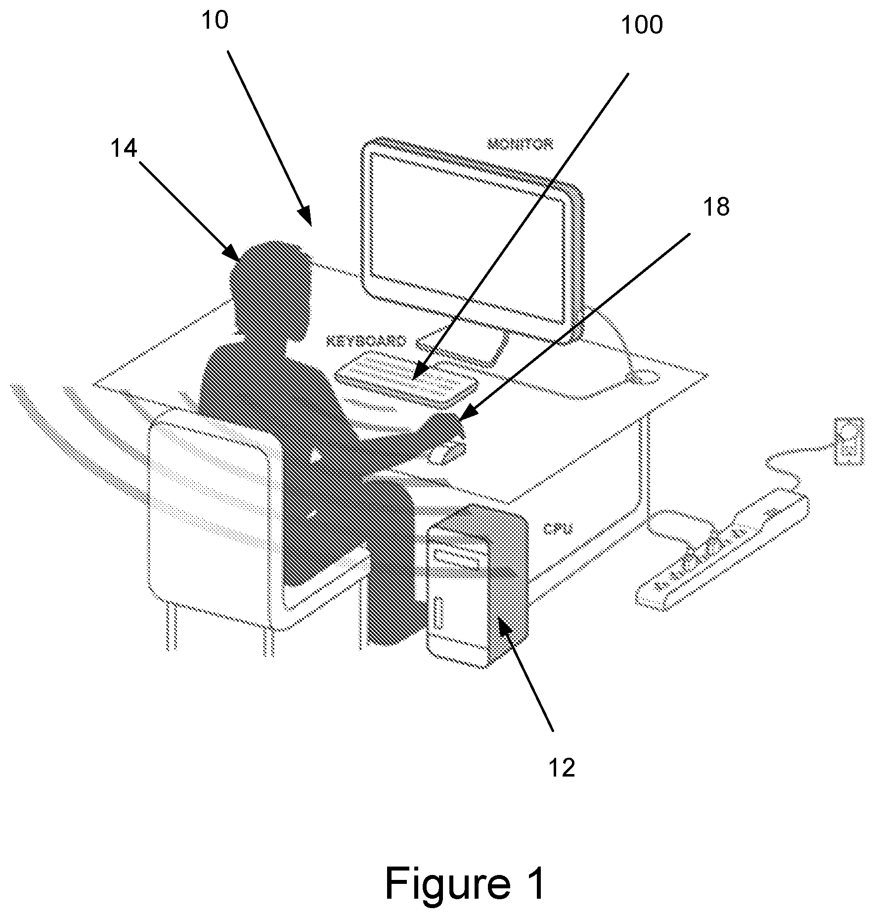 Patent US12602235 — User presence detection keyboard with configurable sleep mode control — Figure 1