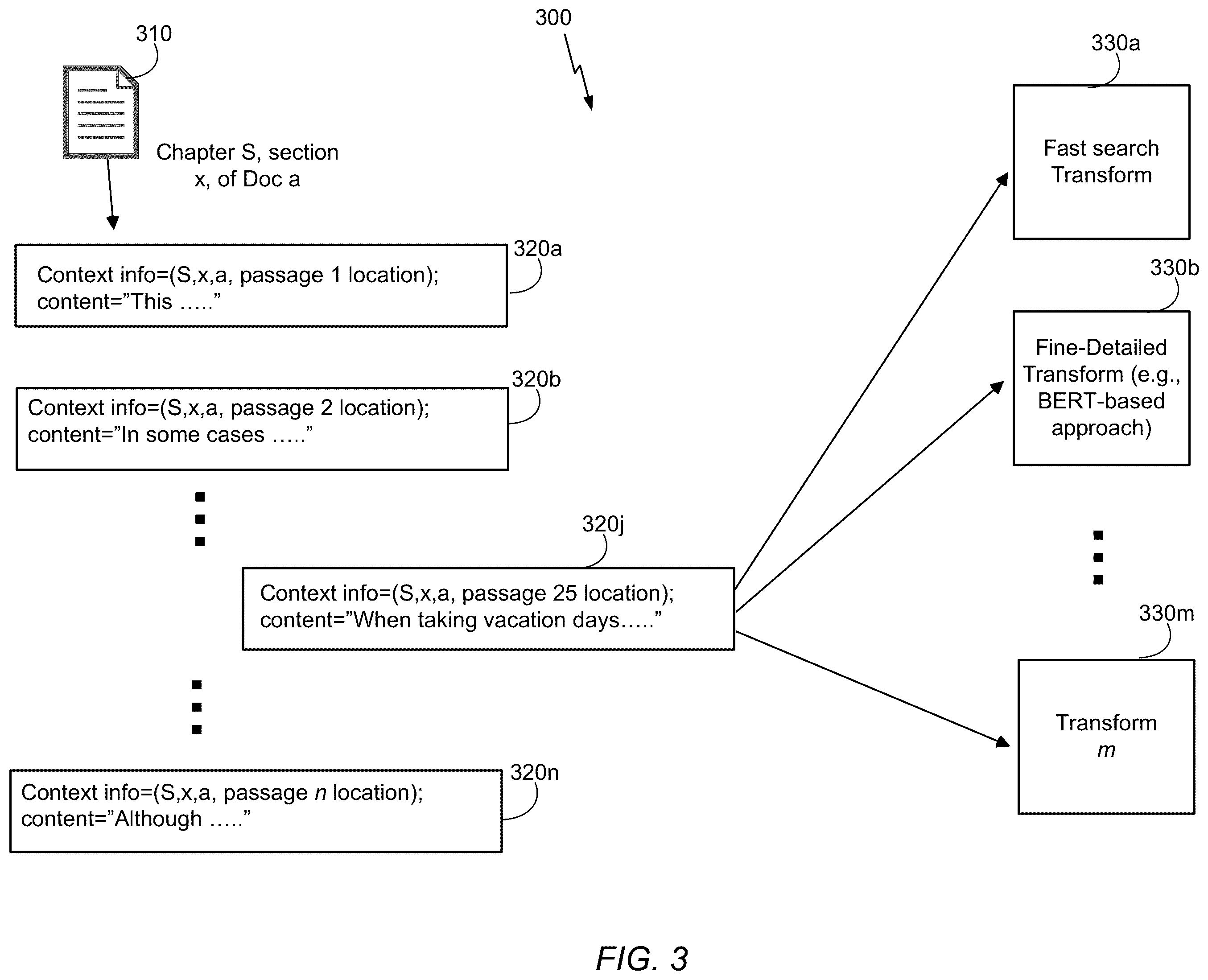Patent US12602378 Figure 3 – Document processing and response generation system
