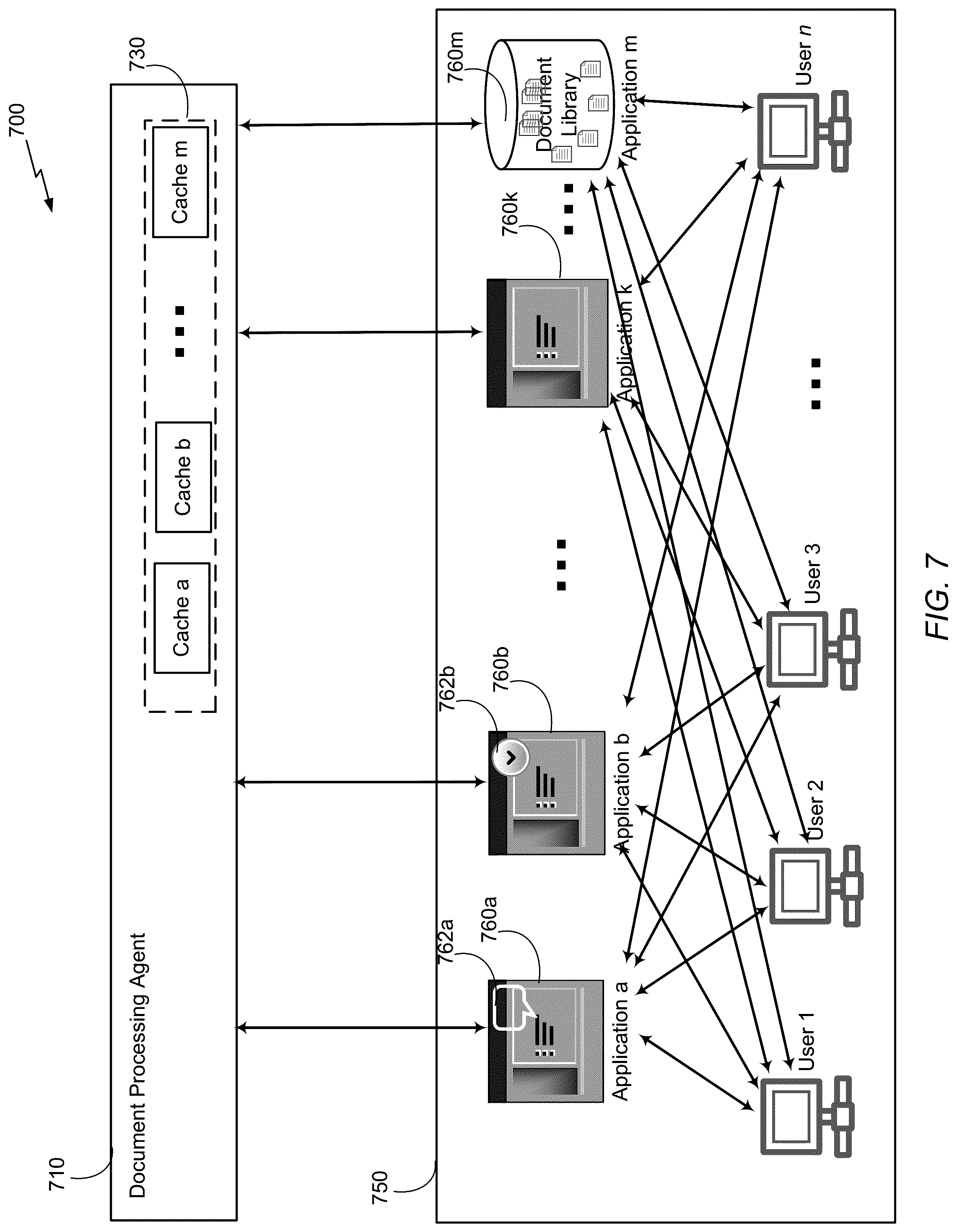 Patent US12602378 Figure 7 – Document processing and response generation system