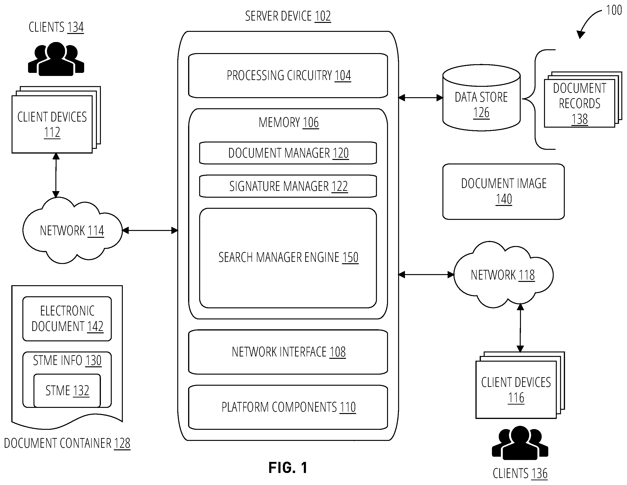 Patent US12602415 — Inter-document search using knowledge-enriched vectors — Figure 1