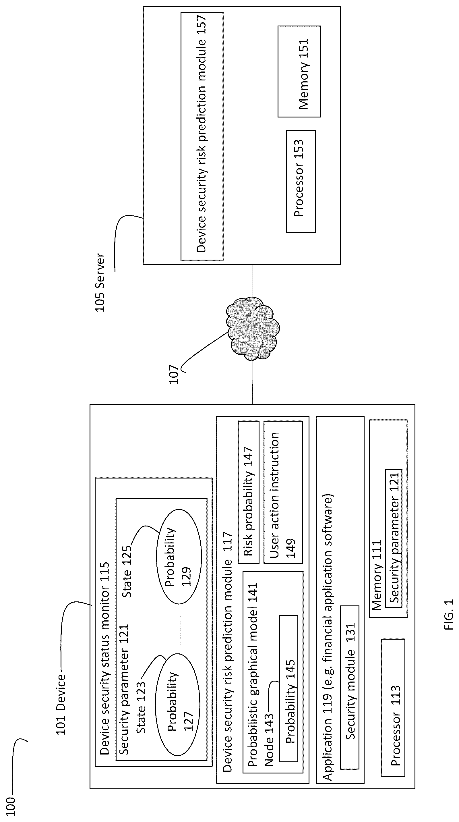 Patent US12602485 — Monitoring security risk of a computing device — Figure 1