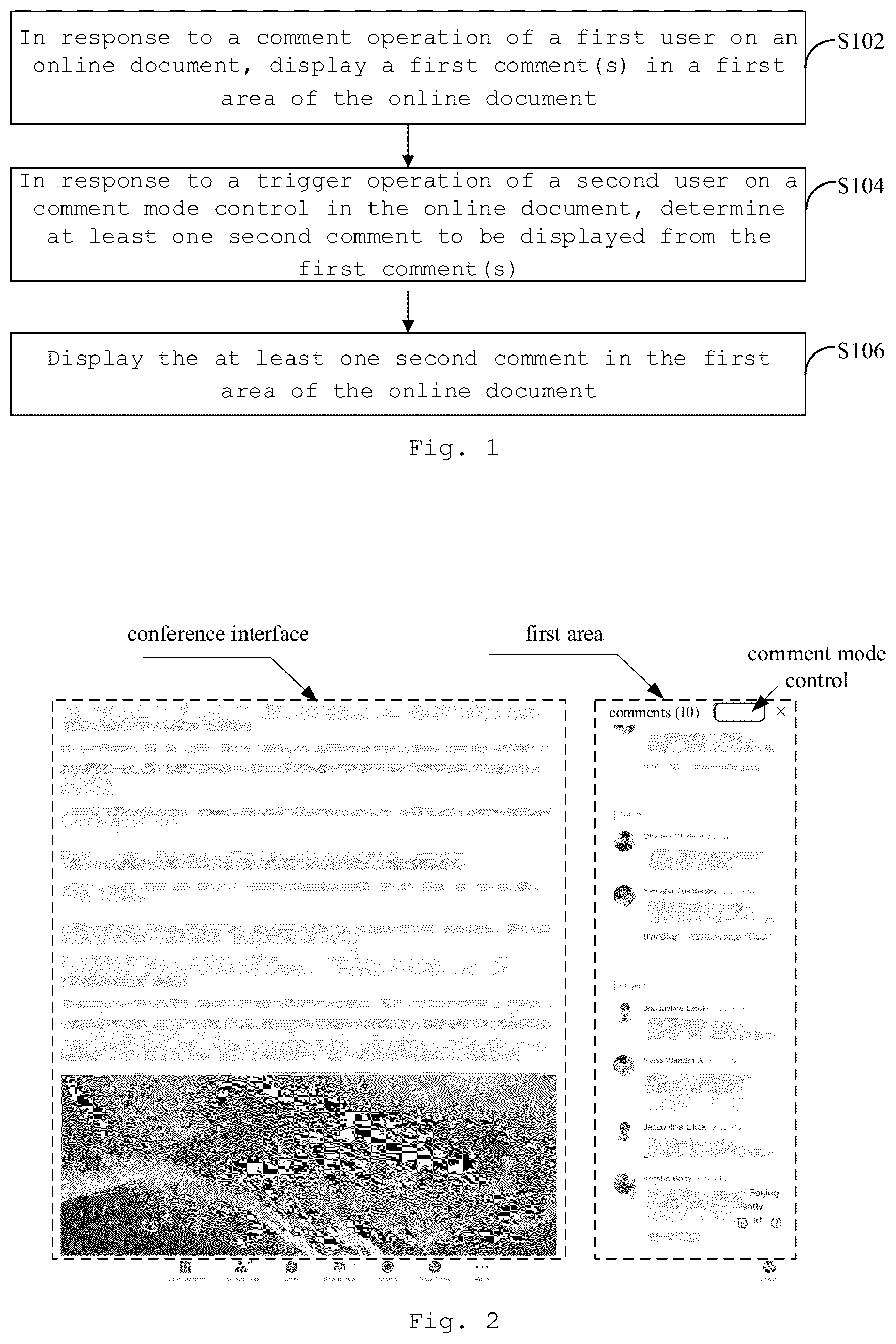 Patent US12602535 — Comment display method and apparatus of a document, and device and medium — Figure 1