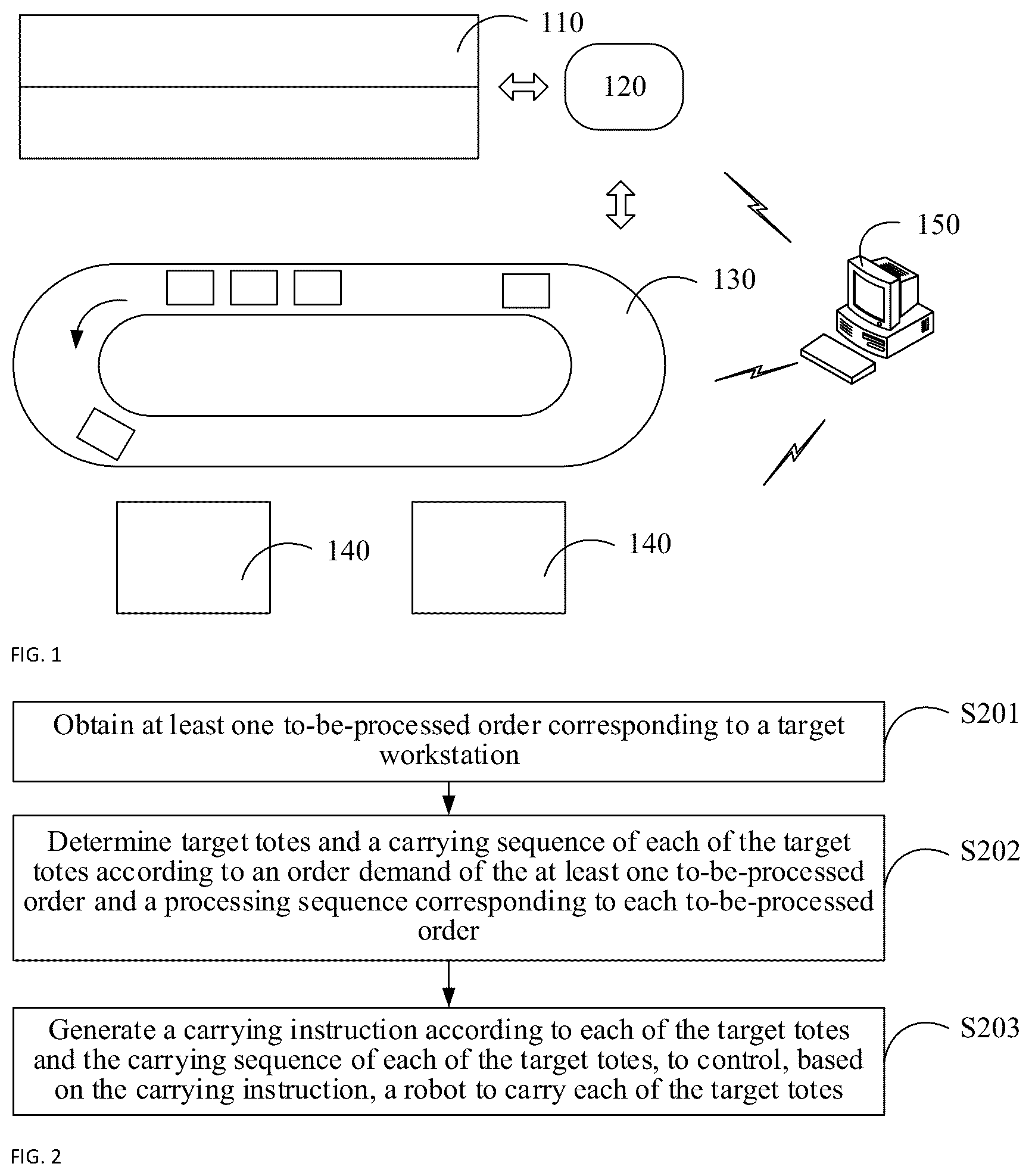Patent US12602657 — Tote processing method and device, and storage medium — Figure 1