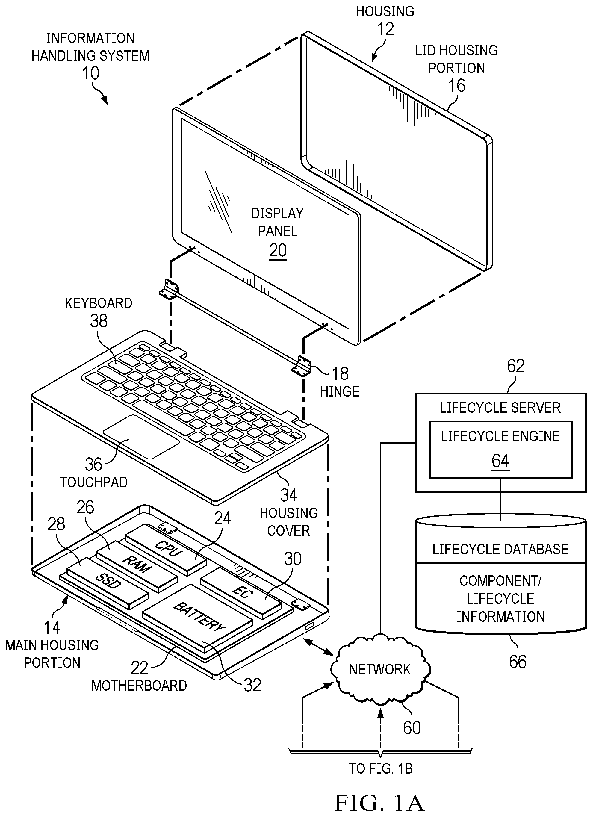 Patent US12602667 — Information handling system secure keyboard health state tracking for enhanced reuse and recycling — Figure 1