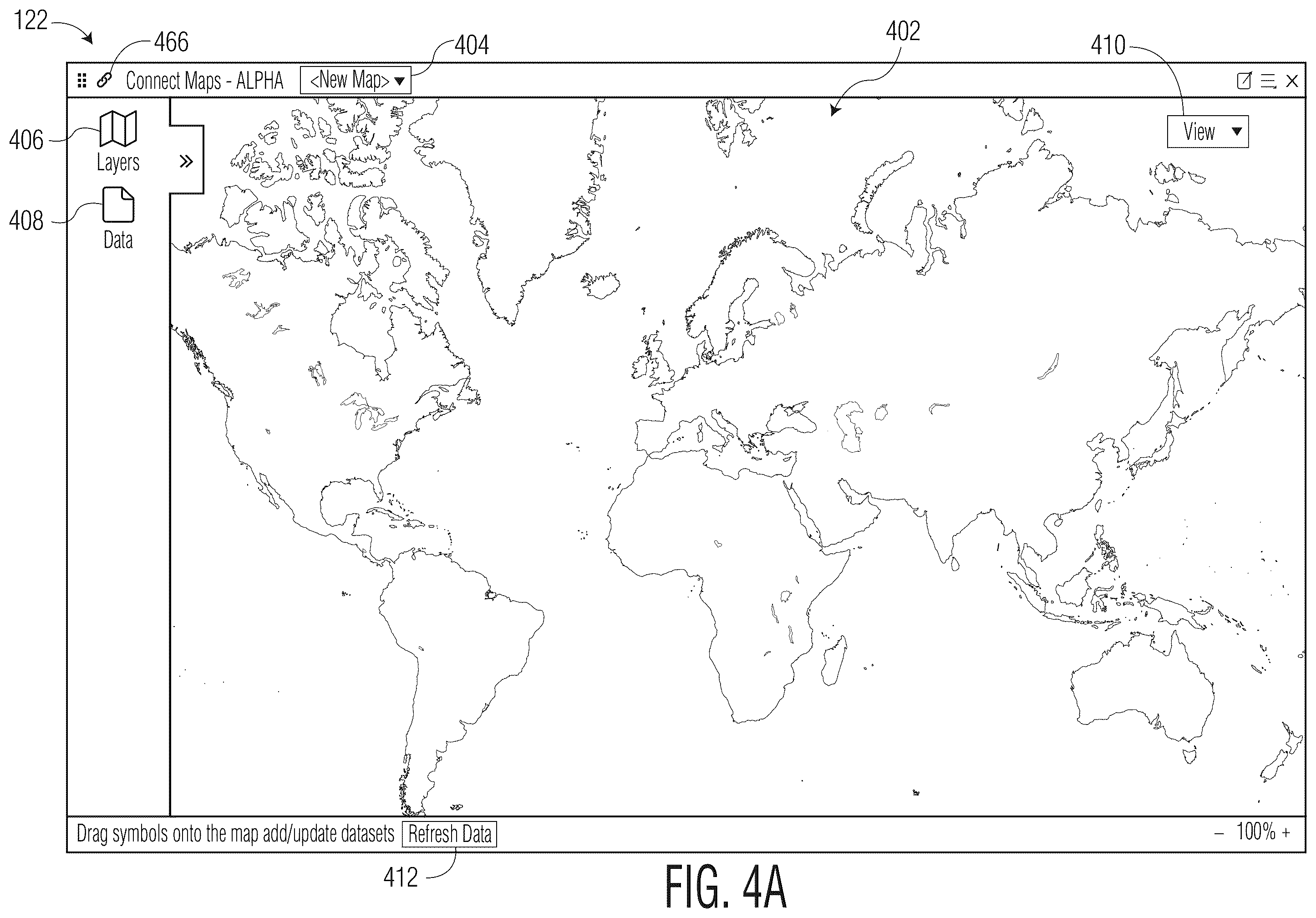 Patent US12602701 Figure 4 – Interactive map interface incorporating customizable geospatial data