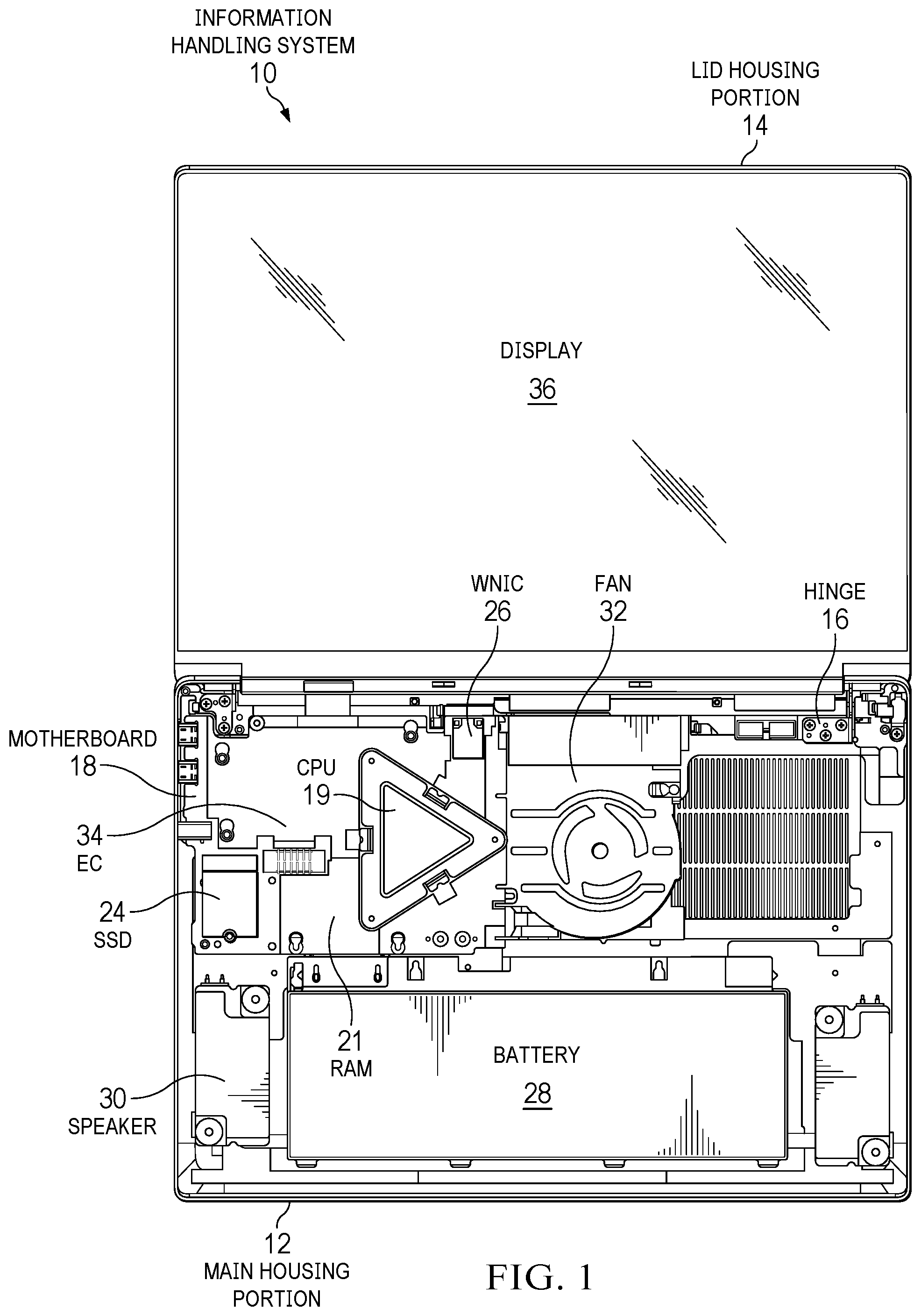 Patent US12602770 Figure 1 – Information handling system visual image inspection to support hinge reuse and recycling
