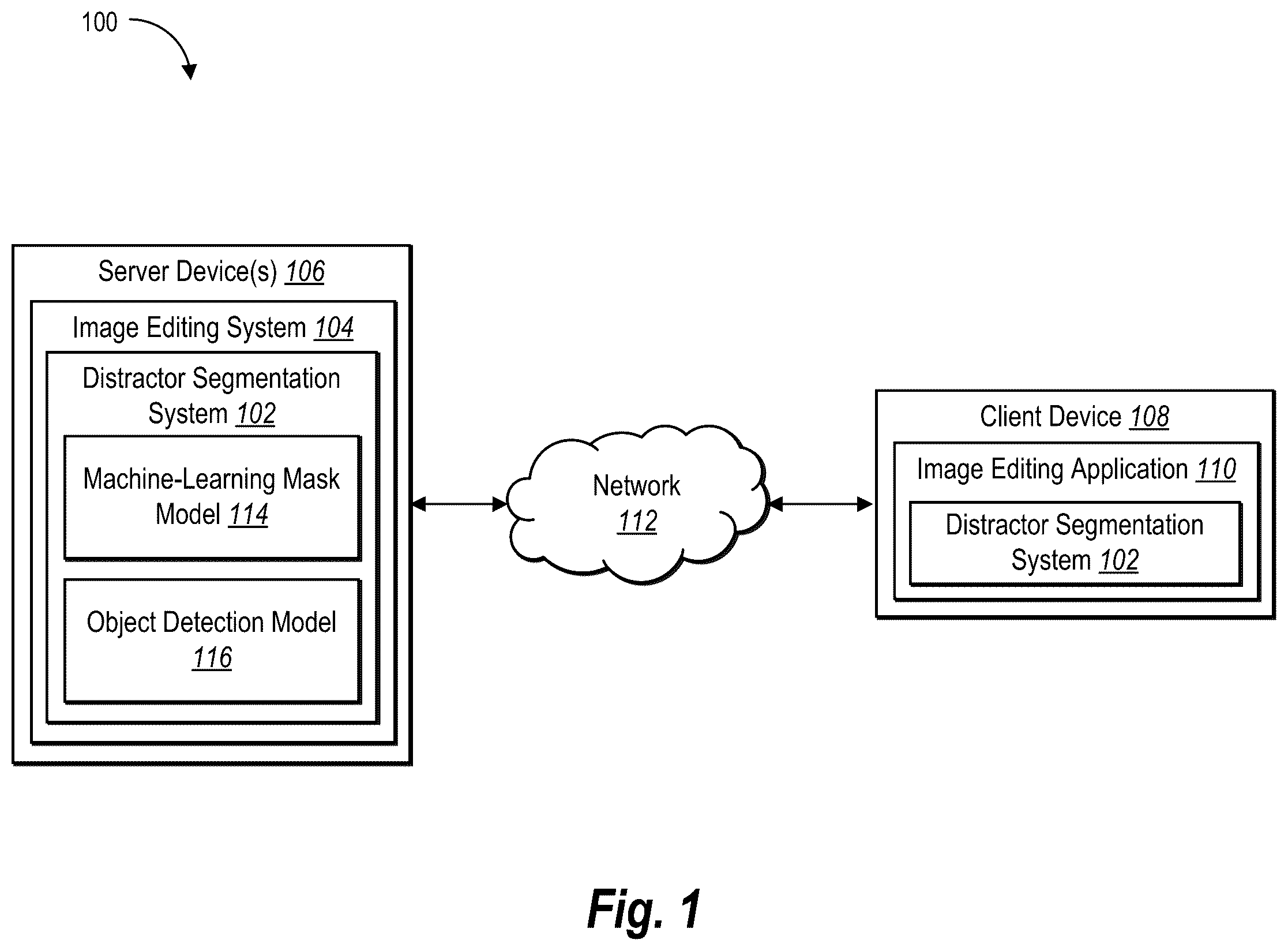 Patent US12602790 — Machine-learning models for distractor segmentation with reduced user interactions — Figure 1