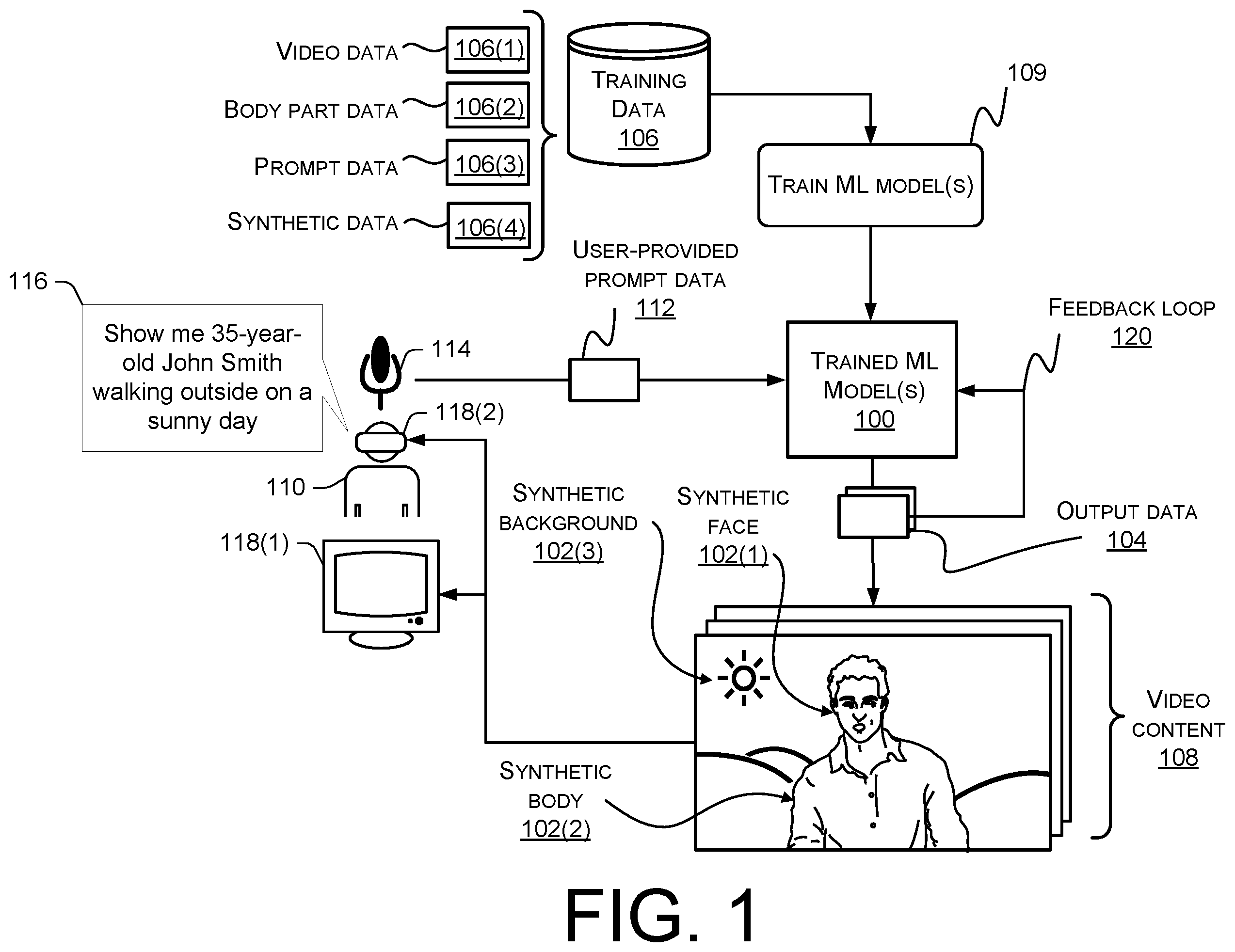Patent US12602855 — Live model prompting and real-time output of photoreal synthetic content — Figure 1
