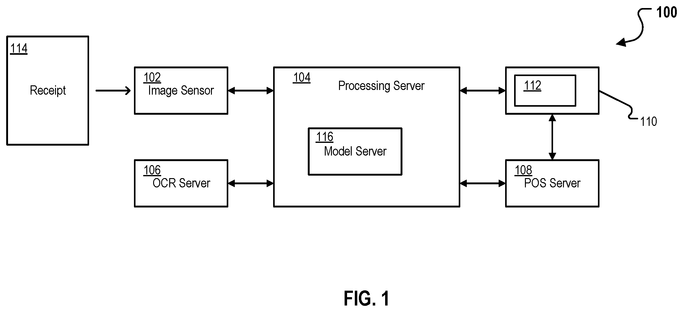 Patent US12602911 — Systems and methods for handwriting recognition using optical character recognition — Figure 1