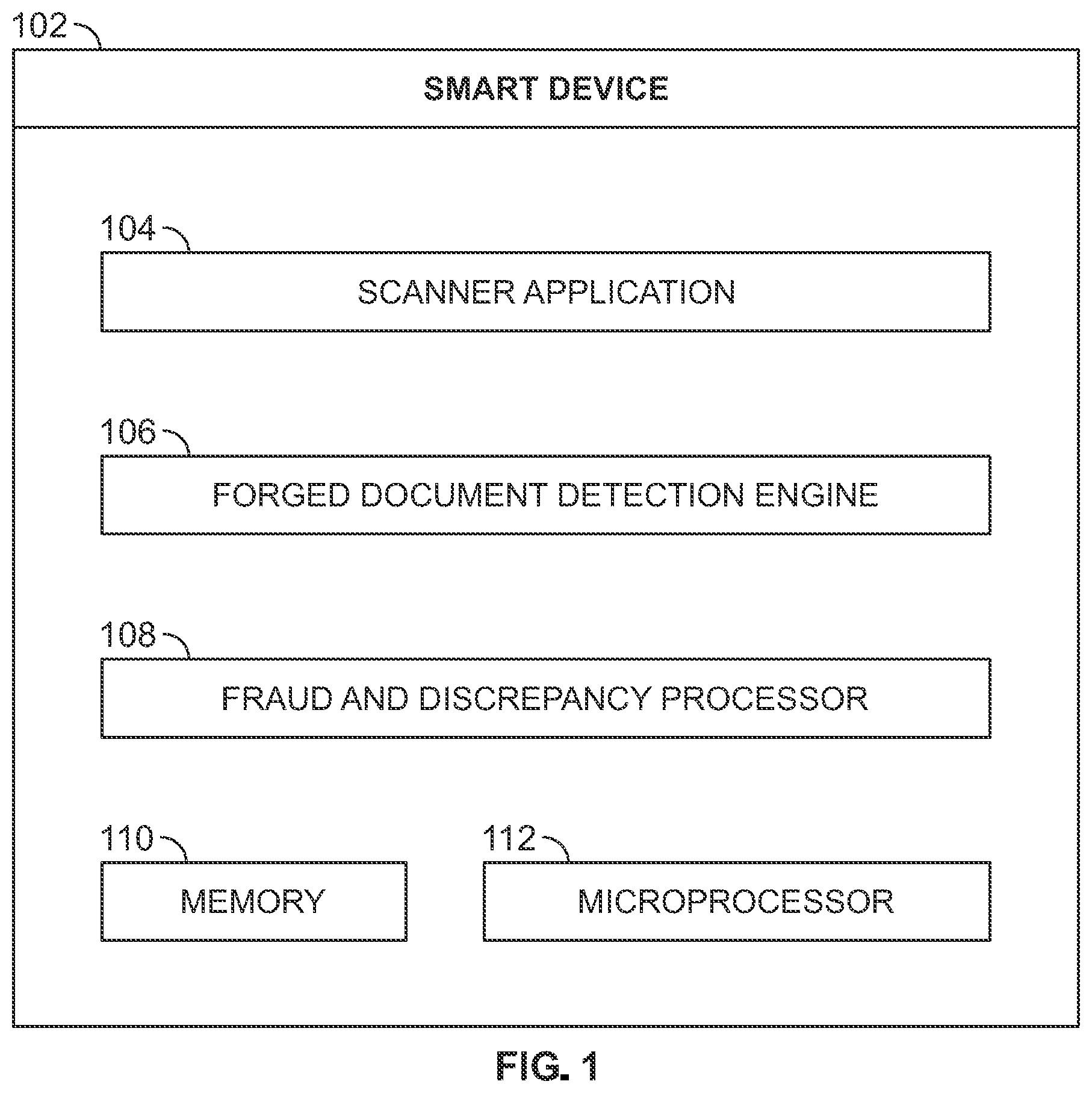 Patent US12602945 Figure 1 – Real-time document forgery detection