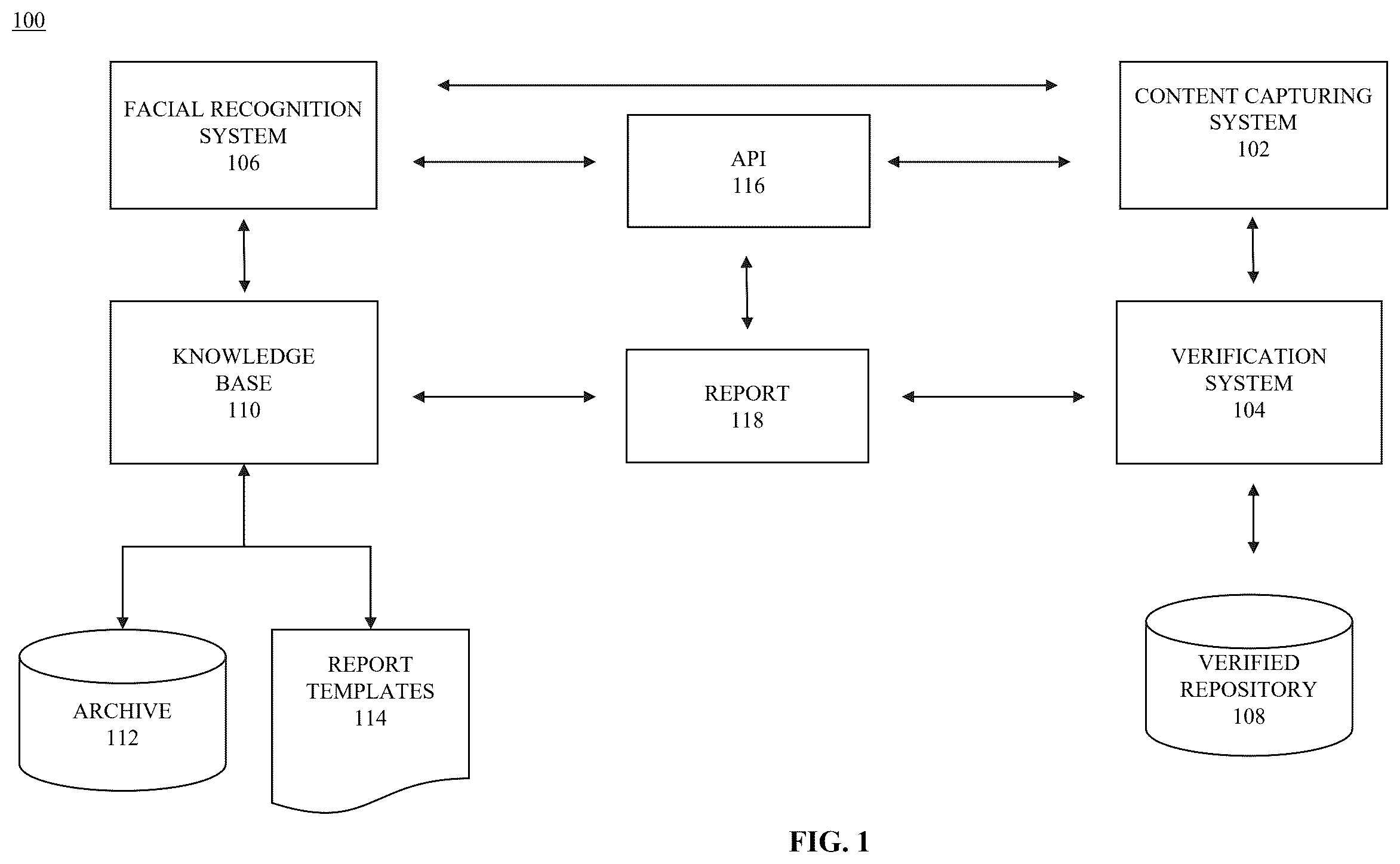 Patent US12602950 — System and methods for identifying a verified searcher — Figure 1