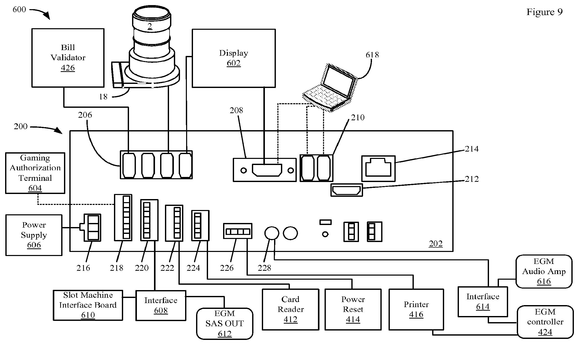 Patent US12602966 Figure 10 – Lottery games on an electronic gaming machine