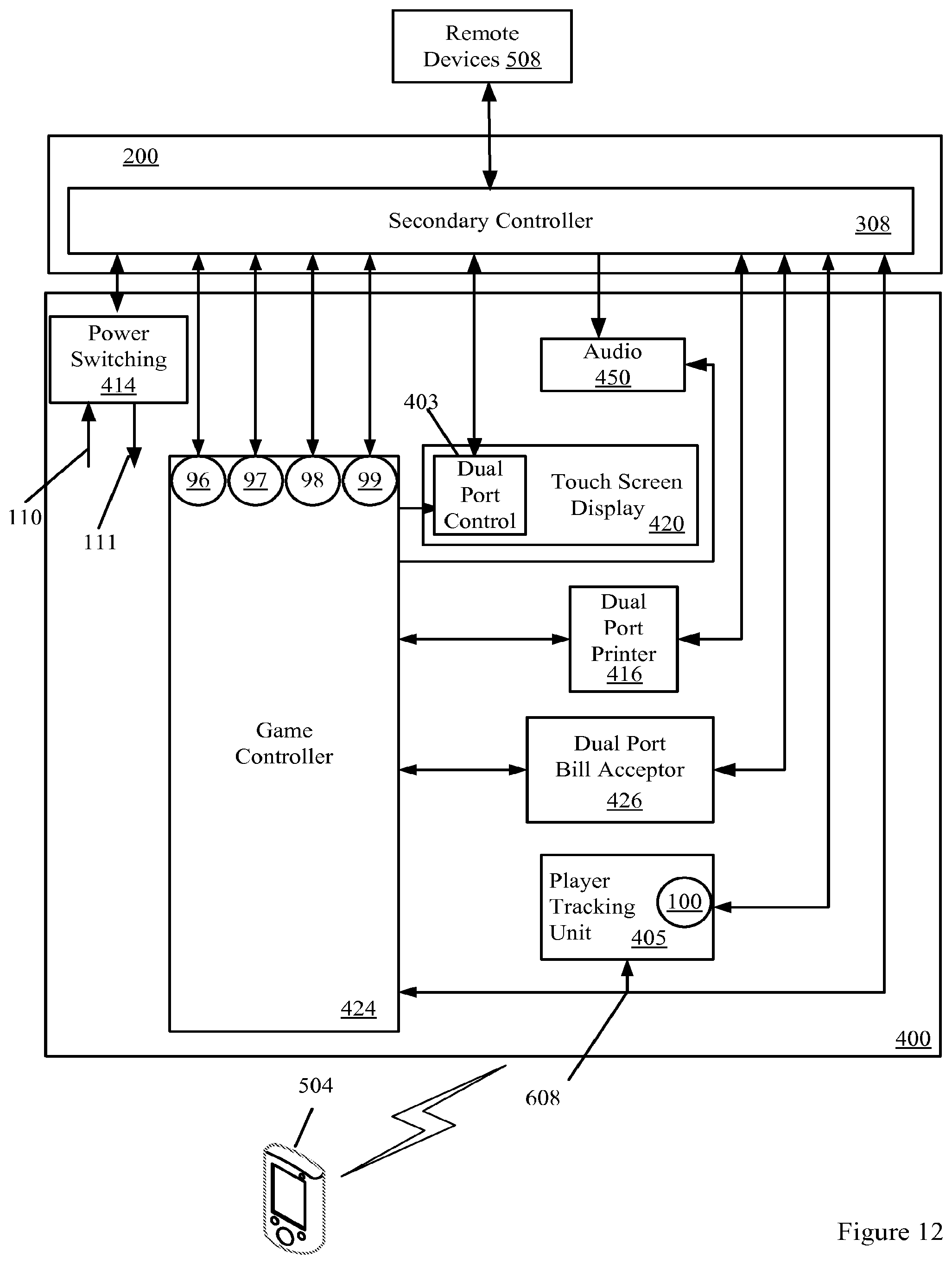 Patent US12602966 Figure 13 – Lottery games on an electronic gaming machine