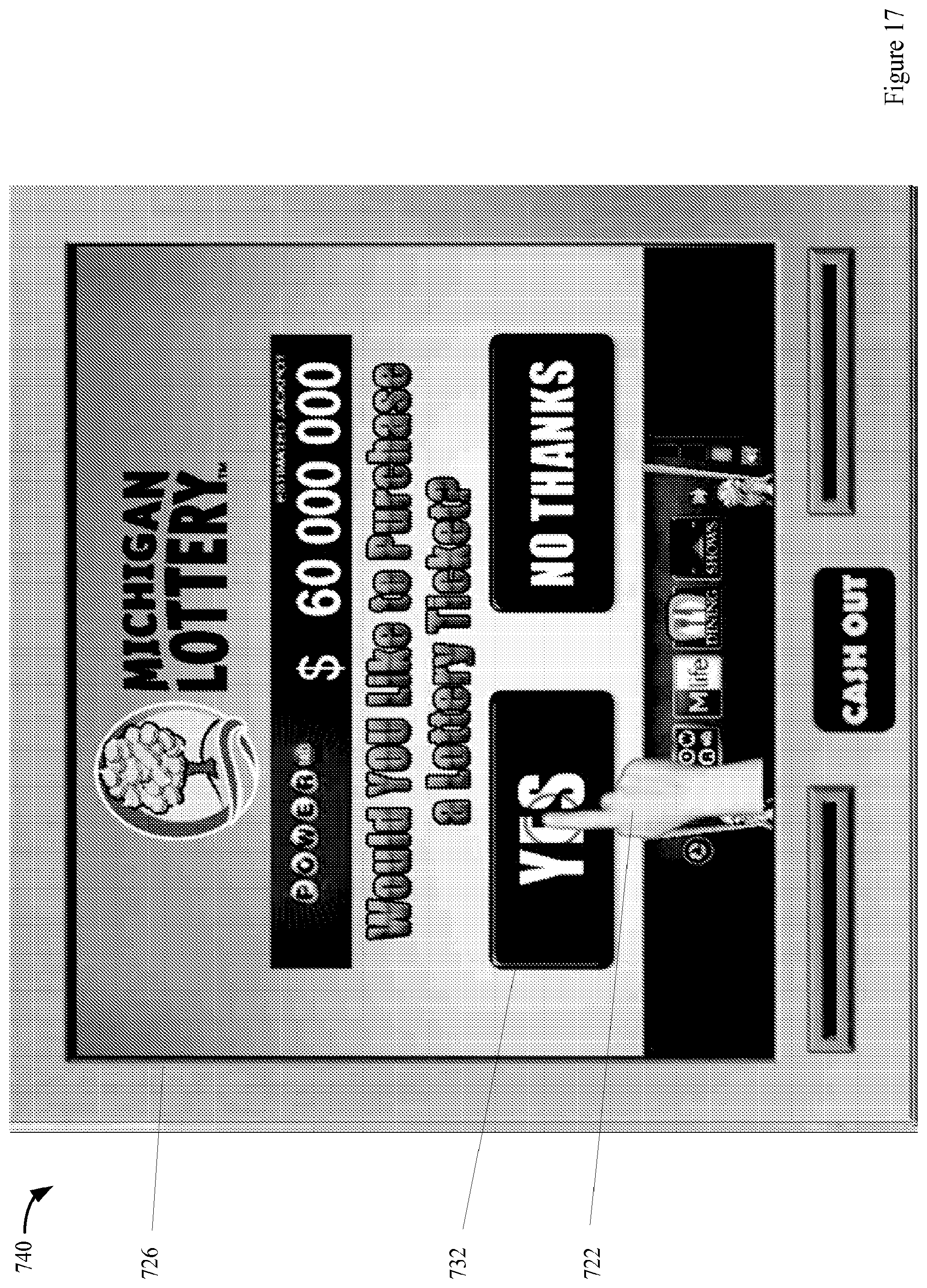Patent US12602967 Figure 18 – Lottery games on an electronic gaming machine