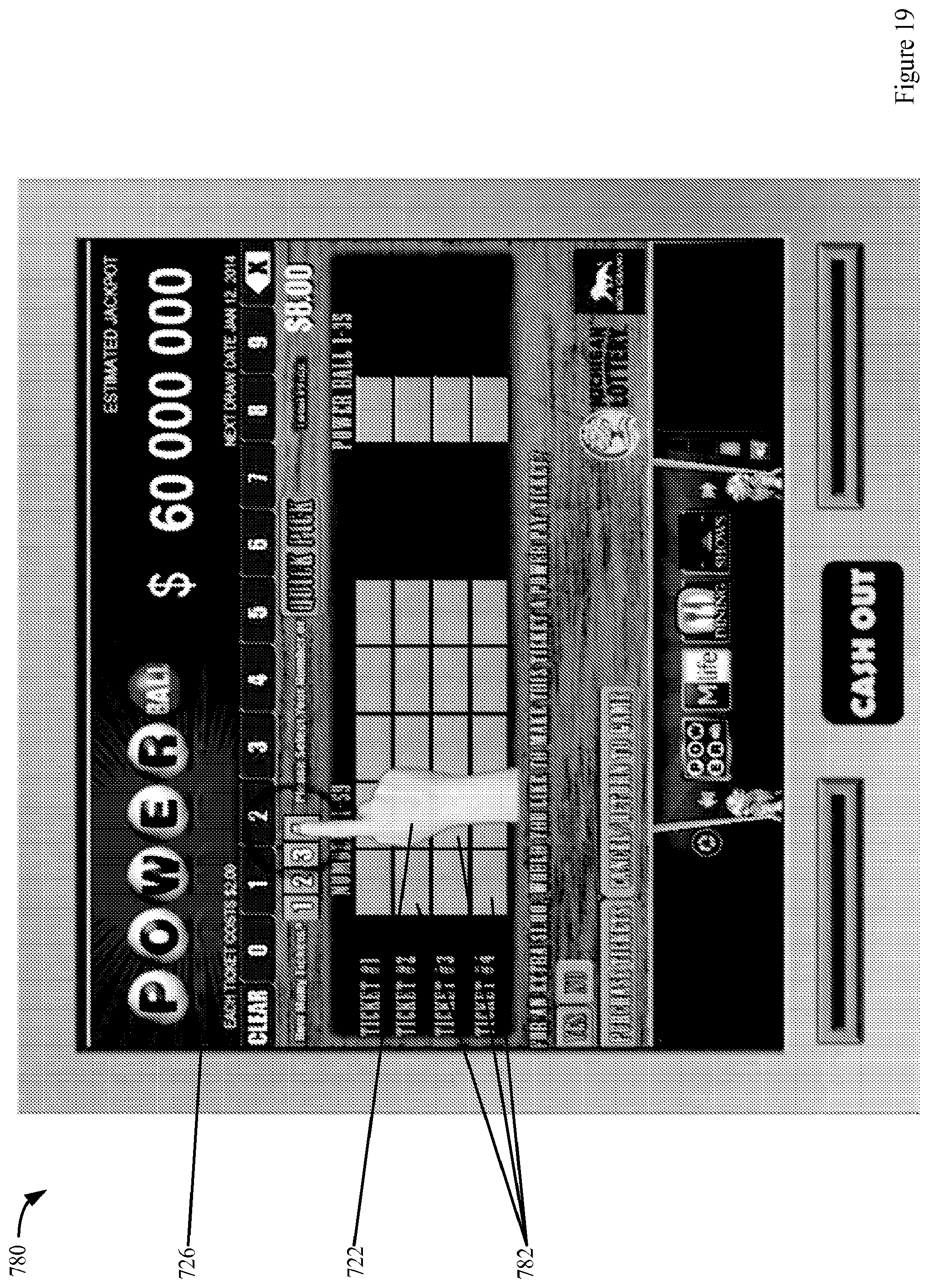 Patent US12602967 Figure 20 – Lottery games on an electronic gaming machine