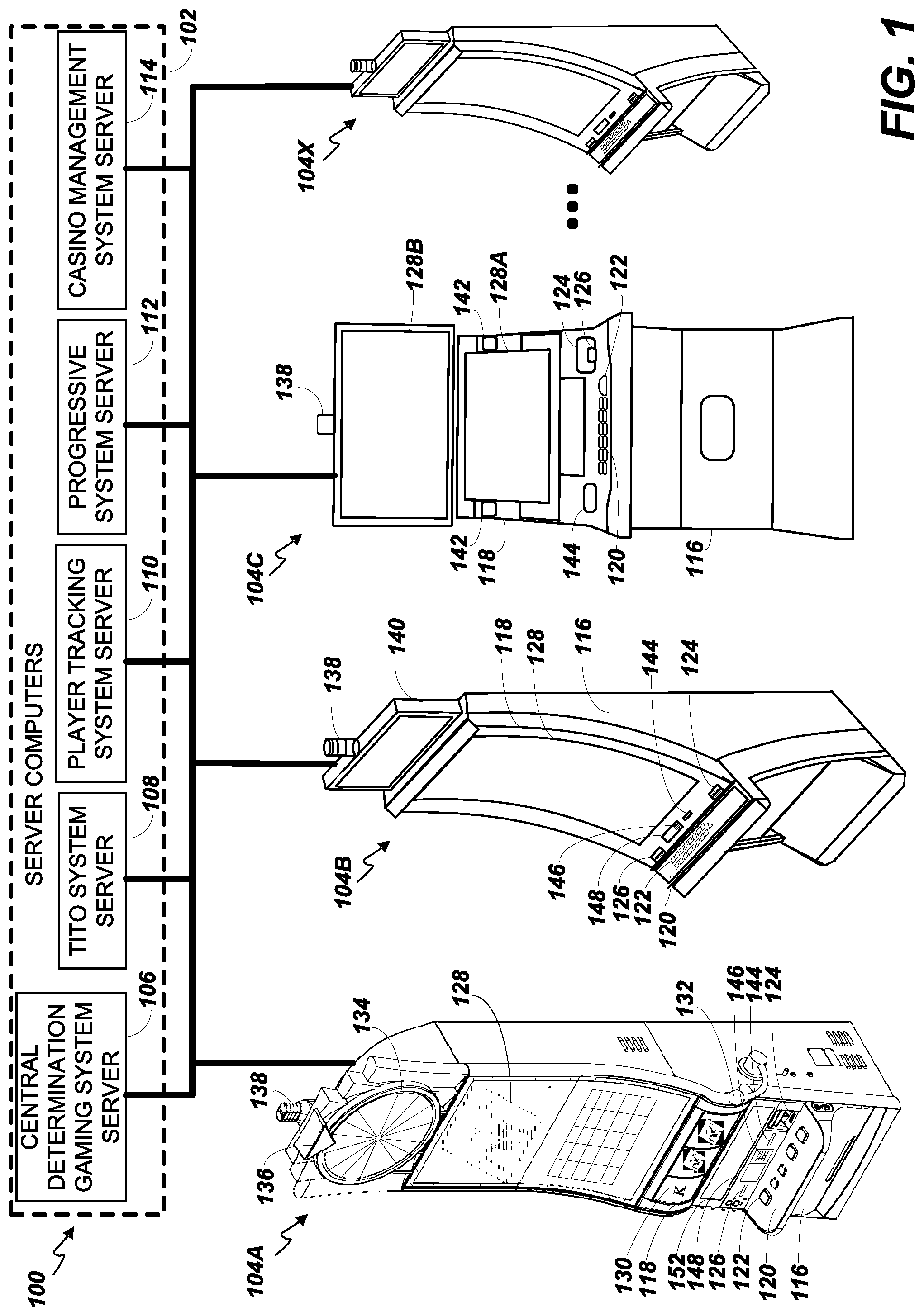 Patent US12602968 Figure 1 – Free game multiplier for video keno game
