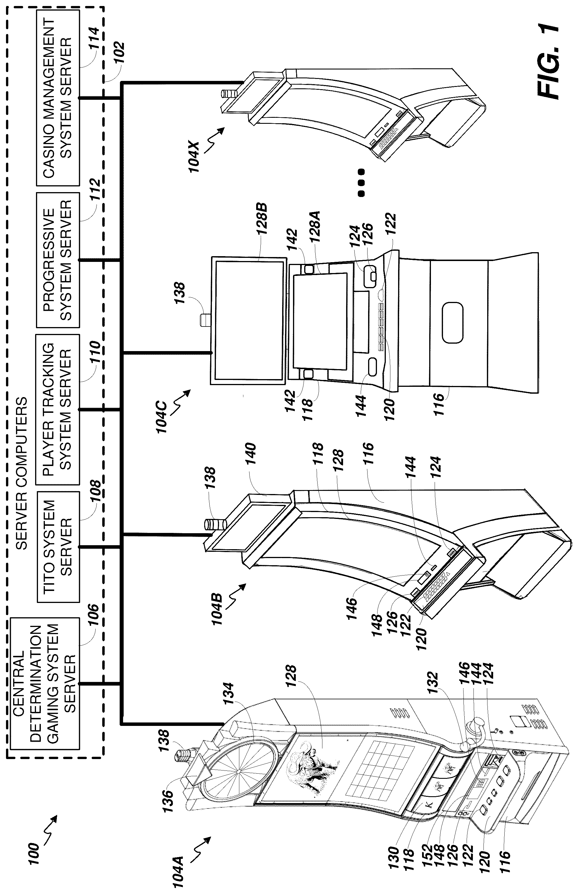 Patent US12602969 — Gaming system providing group-based awards — Figure 1
