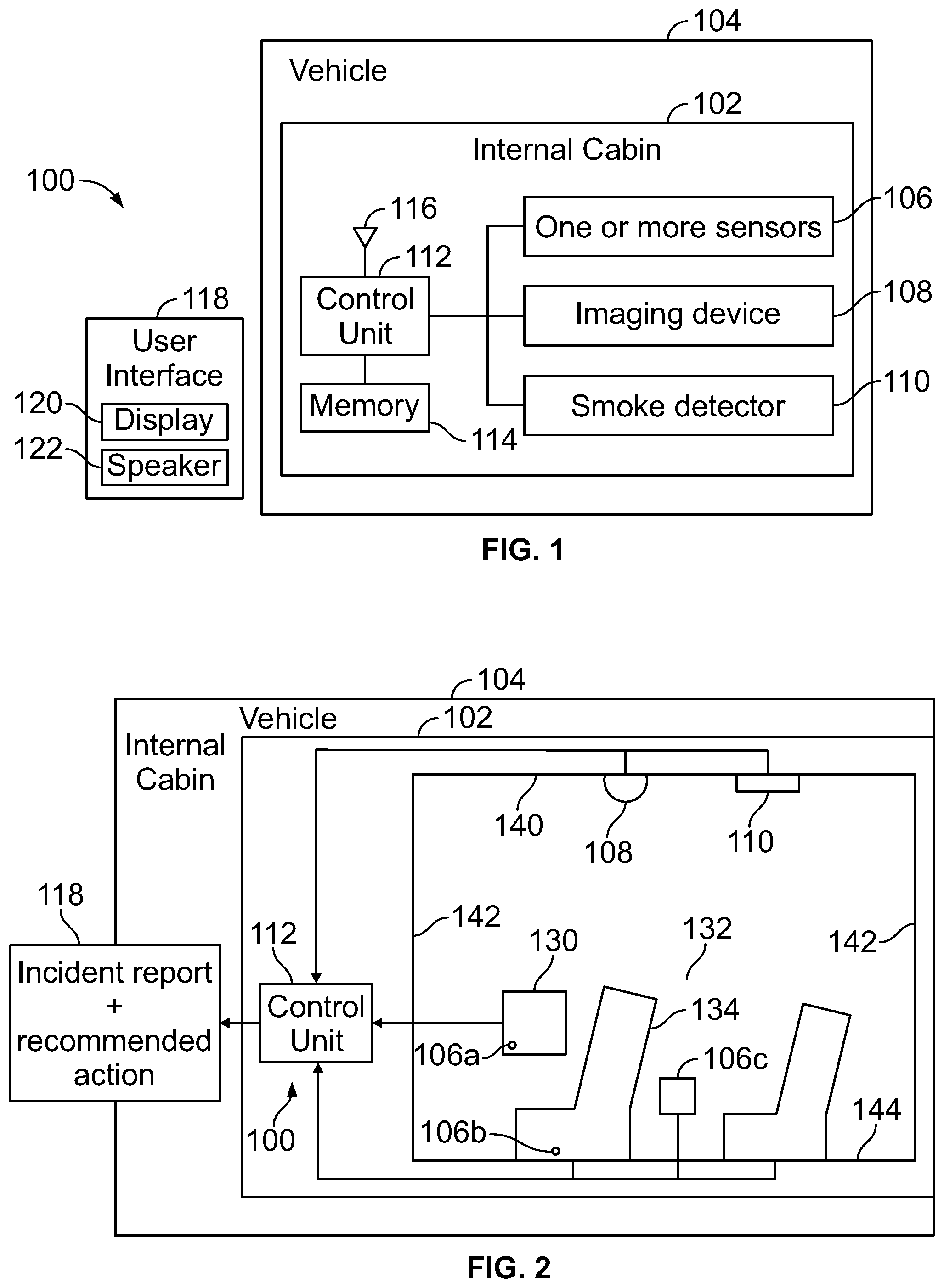 Patent US12602976 — Safety system and method for an internal cabin of a vehicle — Figure 1
