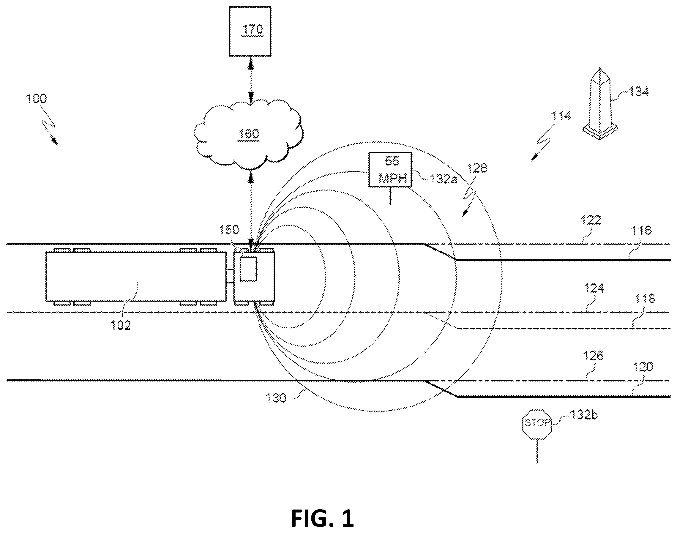 Patent US12602996 Figure 1 – Autonomous vehicle traffic control at hubs