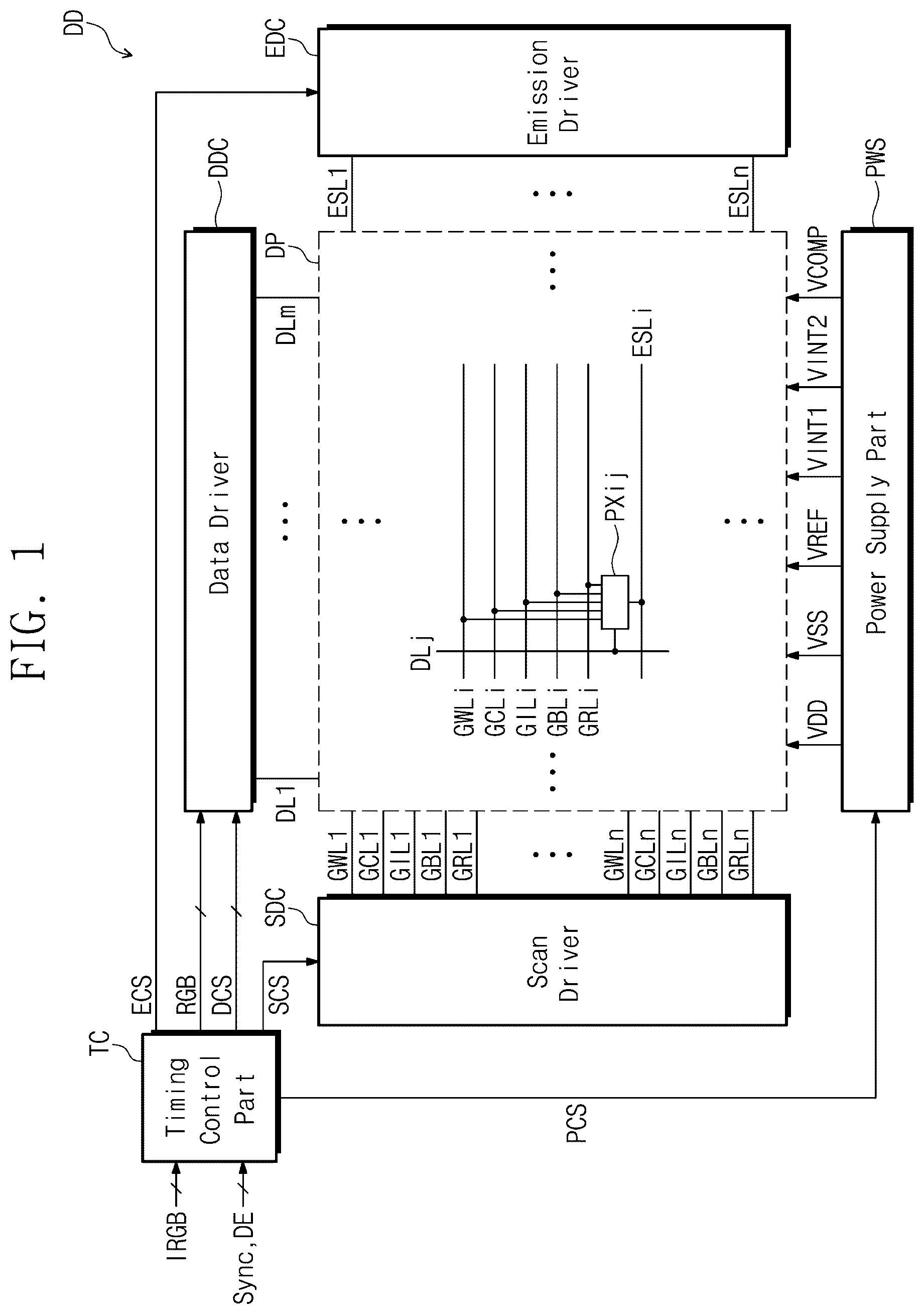 Patent US12603043 Figure 1 – Display panel having a plurality of light-emitting elements with separators