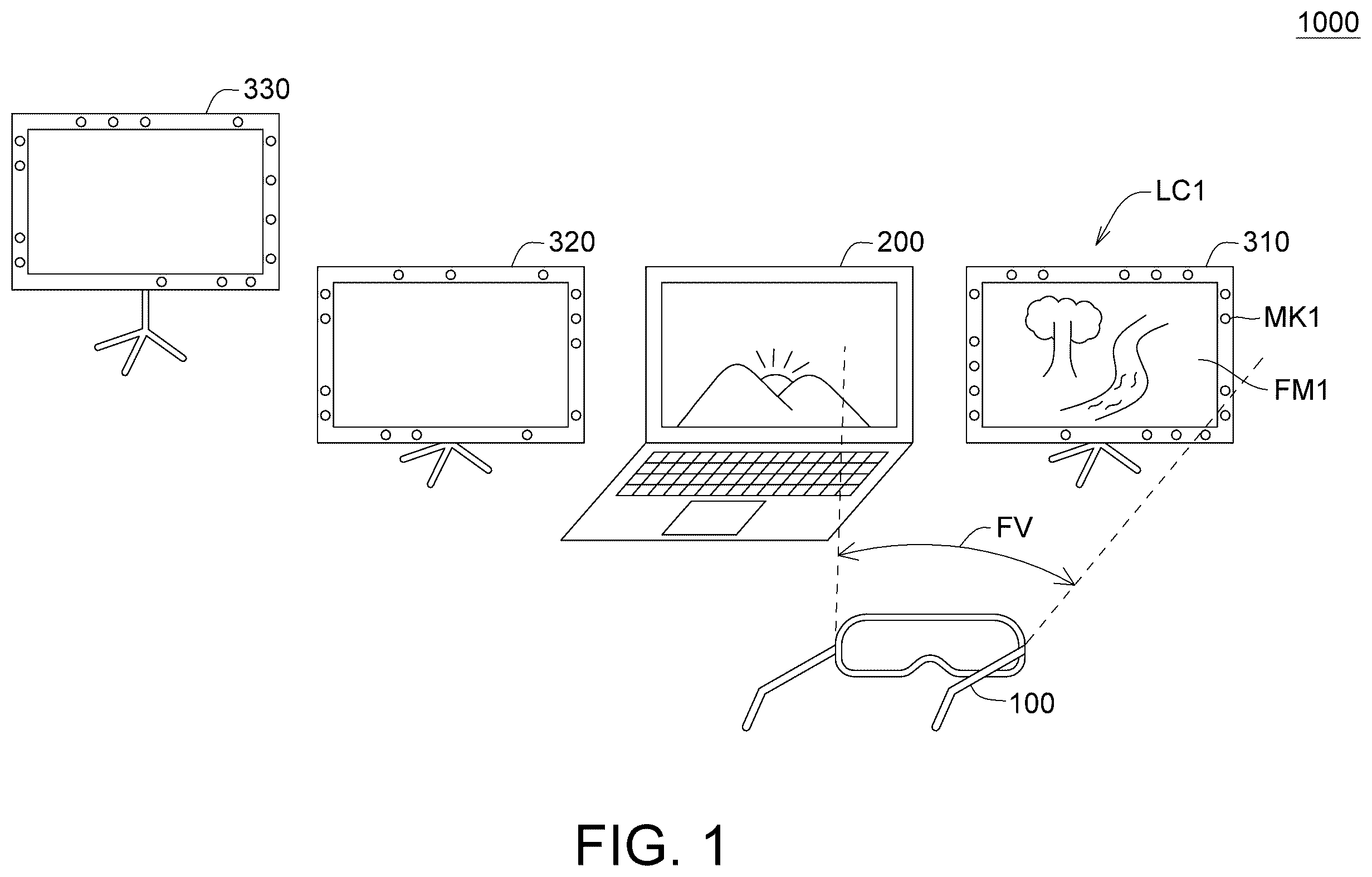 Patent US12610029 — Extended reality projection system, notebook computer and projection method — Figure 1