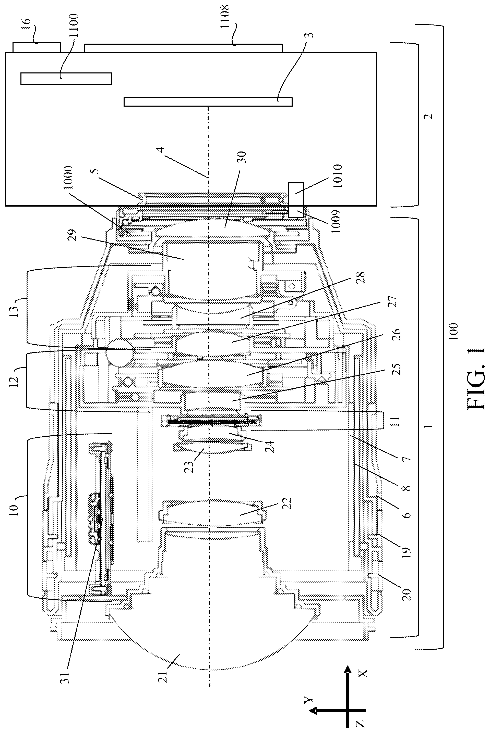 Patent US12610139 — Control apparatus, image pickup apparatus, lens apparatus, focal plane control method, and storage medium that control tilting of a focal plane of an optical system — Figure 1