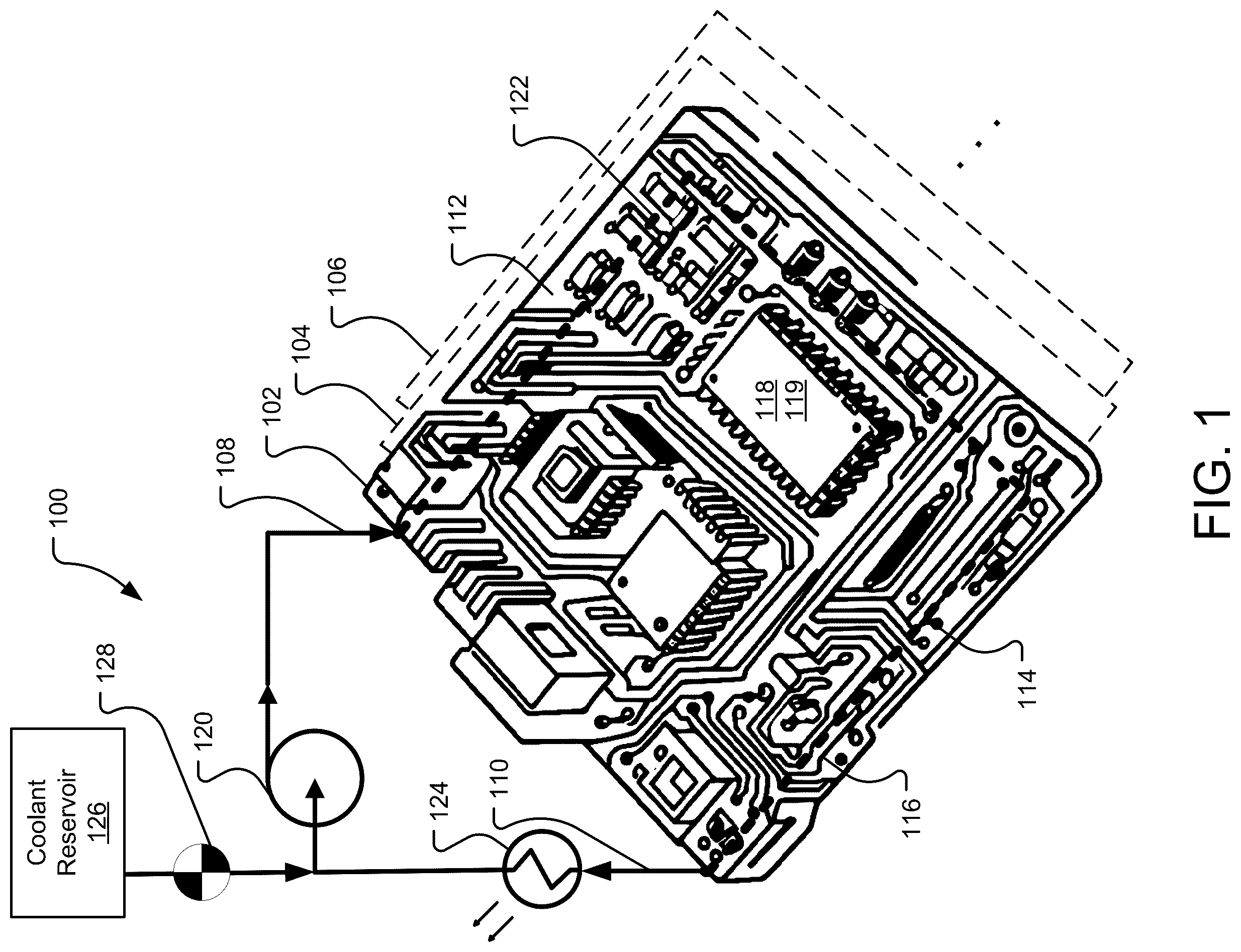 Patent US12610452 — Microfluidic printed circuit board cooling — Figure 1