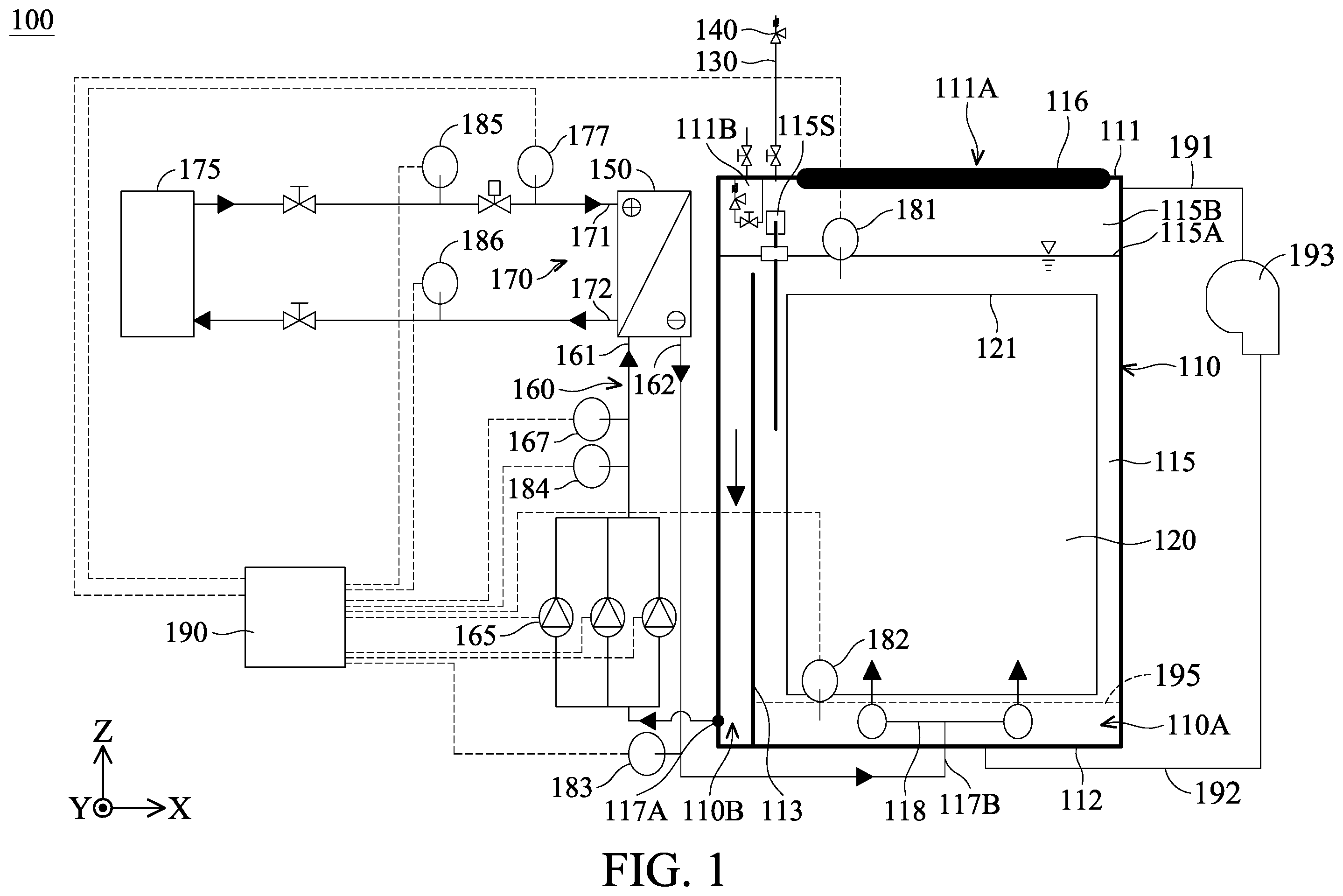 Patent US12610502 — Immersion cooling system — Figure 1