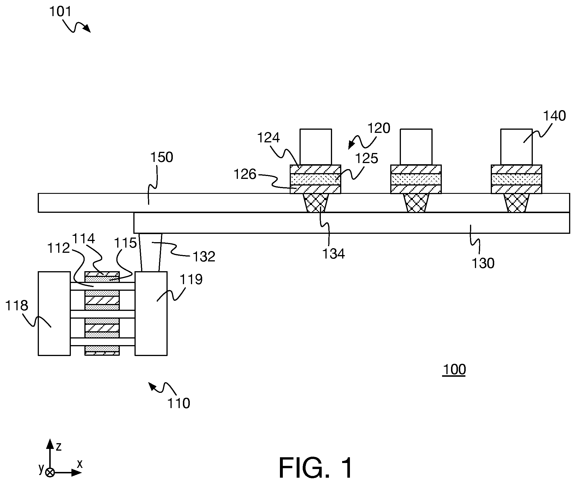 Patent US12610554 — Multi-storage element single-transistor crosspoint memory systems at low temperatures — Figure 1