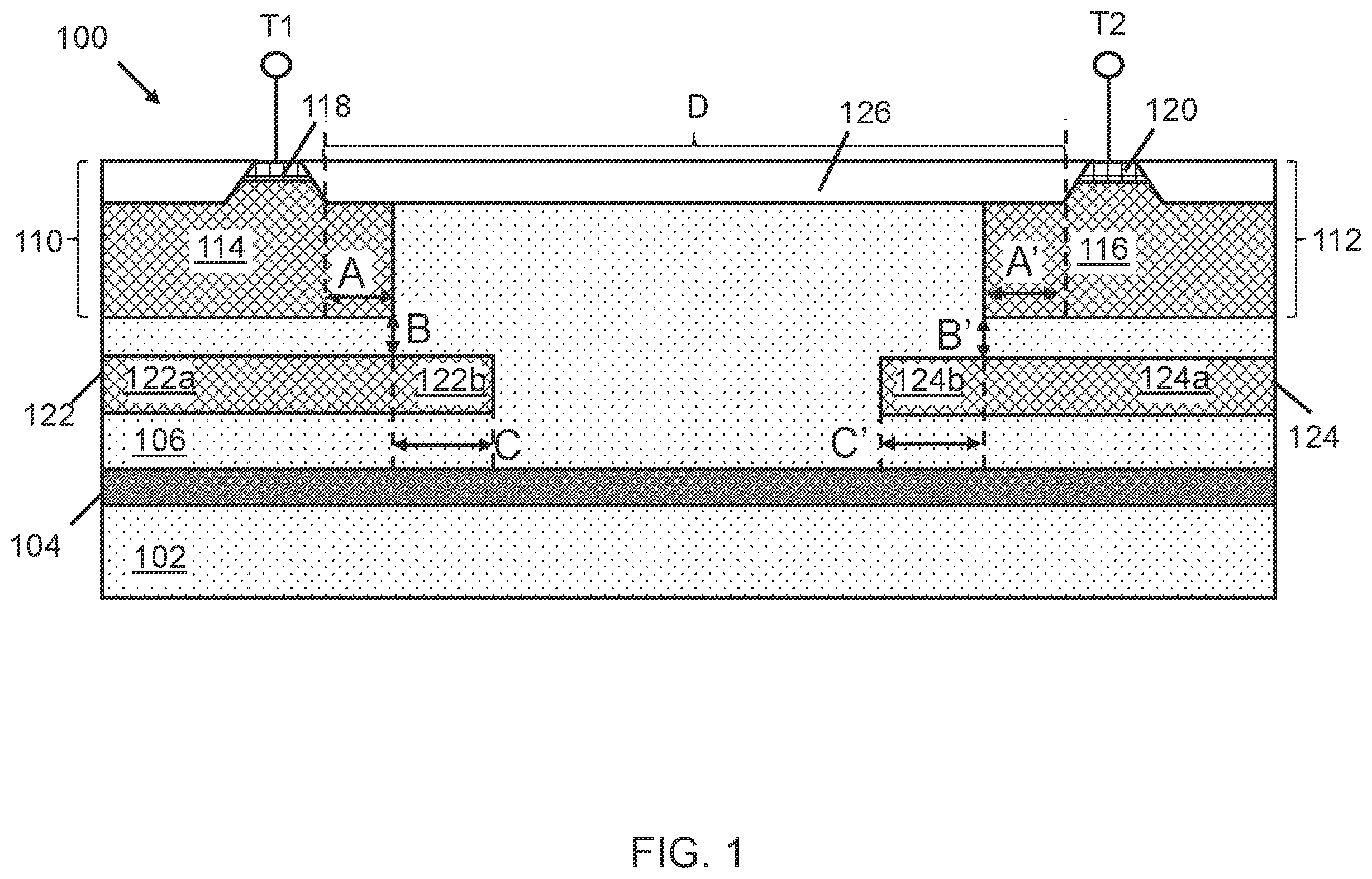 Patent US12610592 — Structure with buried doped region and methods to form same — Figure 1