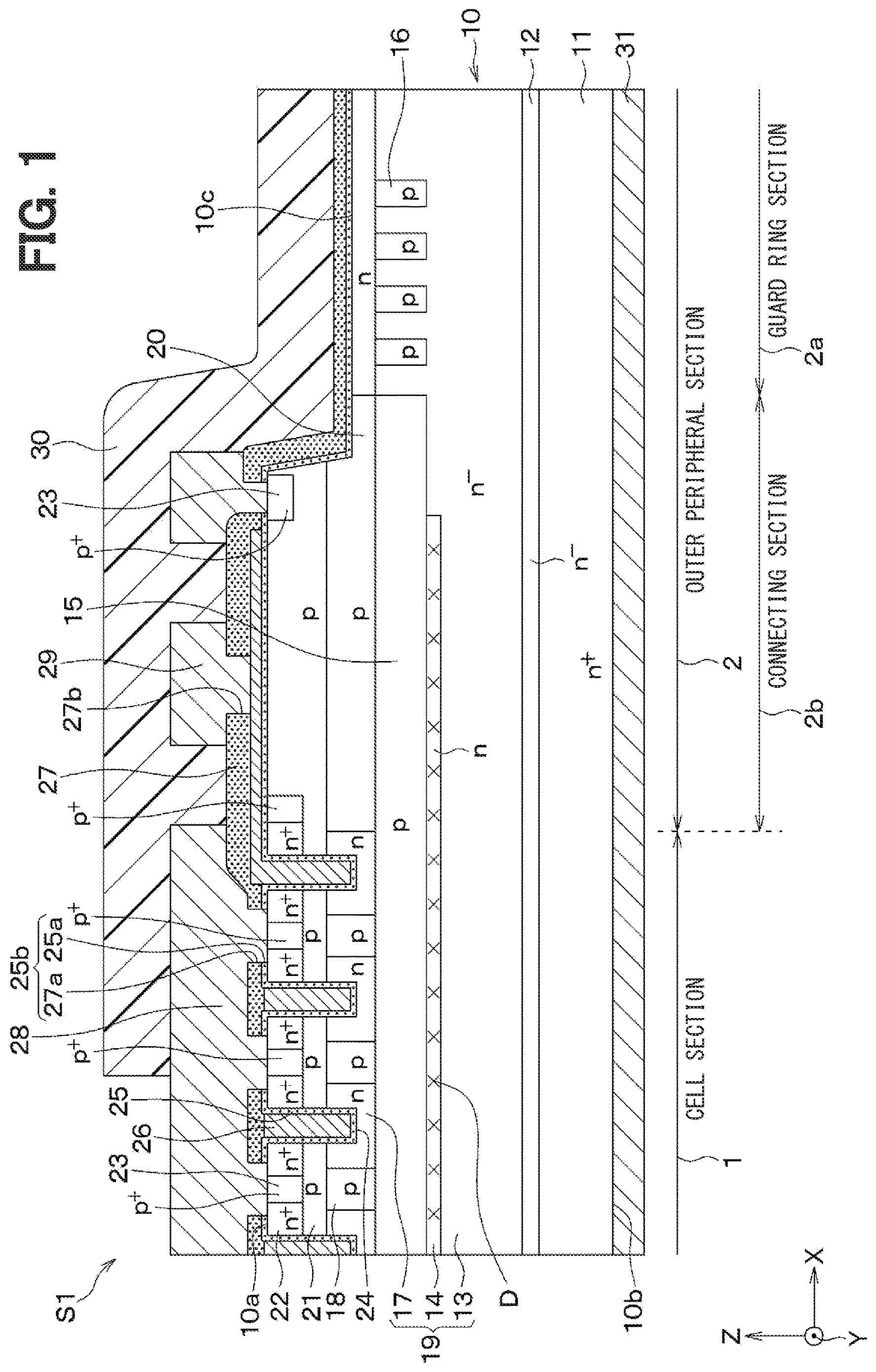 Patent US12610603 — Silicon carbide semiconductor device, inverter circuit using the same, and method for manufacturing silicon carbide semiconductor device — Figure 1