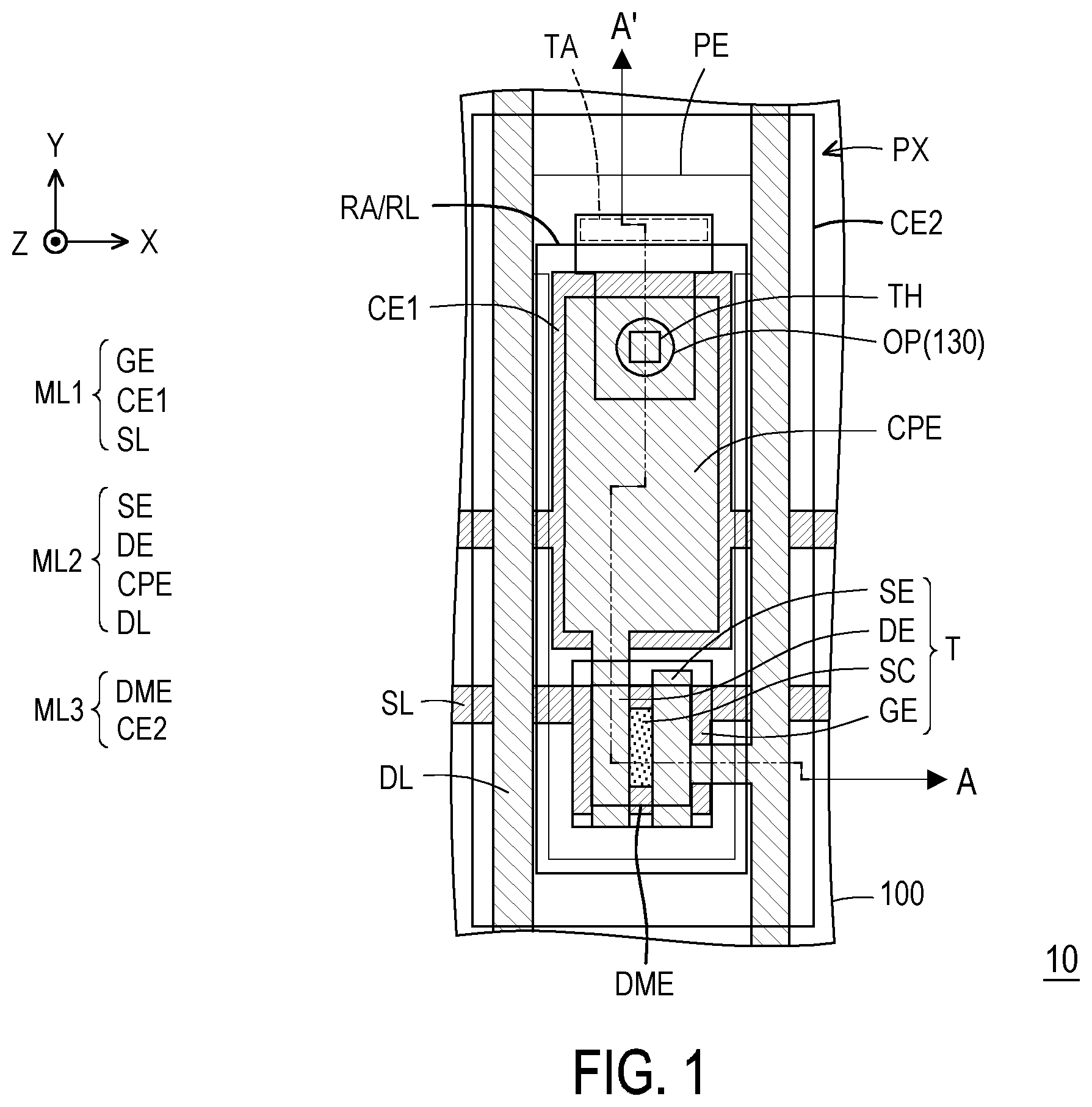 Patent US12610621 Figure 1 – Display panel having storage capacitors and manufacturing method thereof