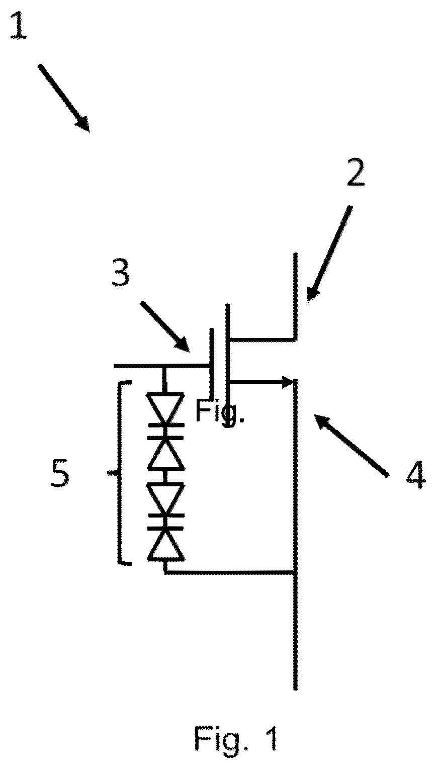 Patent US12610623 — Electrostatic discharge, ESD, protection semiconductor device for providing ESD protection between a first and a second terminal of another semiconductor device, as well as a corresponding metal oxide semiconductor, MOS, field effect transistor, FET, and a related method — Figure 1
