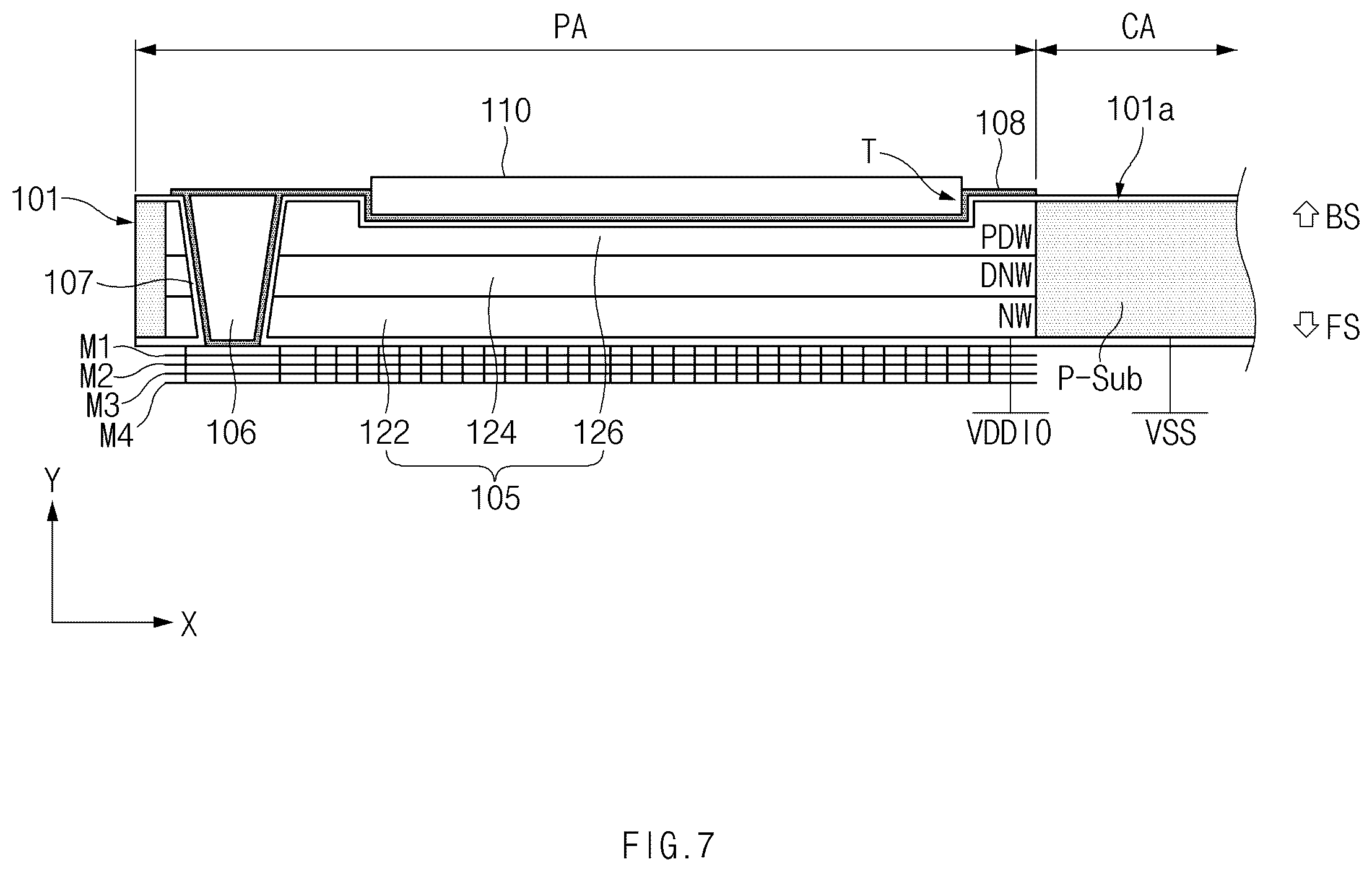 Patent US12610647 Figure 7 – Image sensor device for blocking noise in the pad area