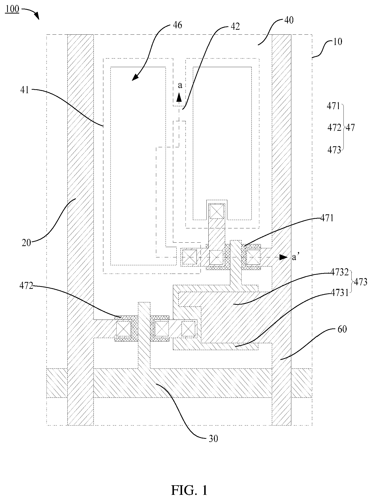 Patent US12610727 — Array substrate, display panel and method for repairing bad spots on the panel — Figure 1